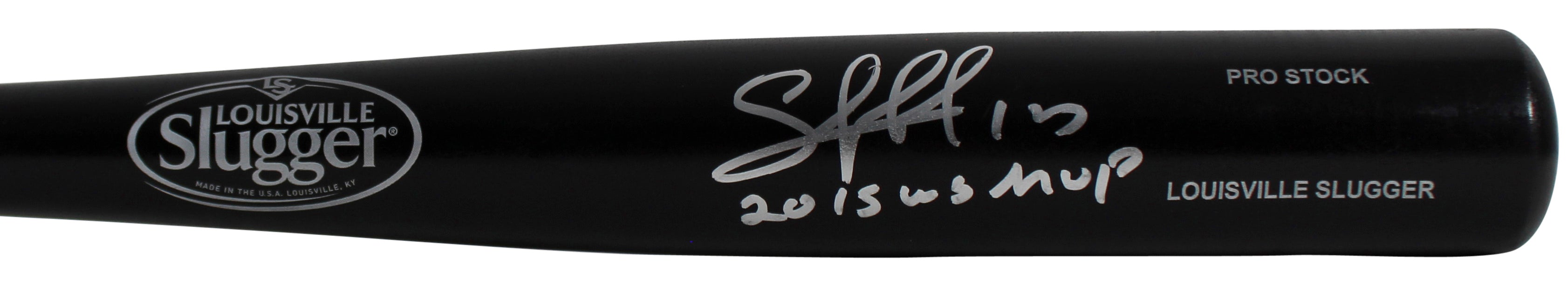 Royals Salvador Perez "2015 WS MVP" Signed Black Louisville Slugger Bat BAS Wit