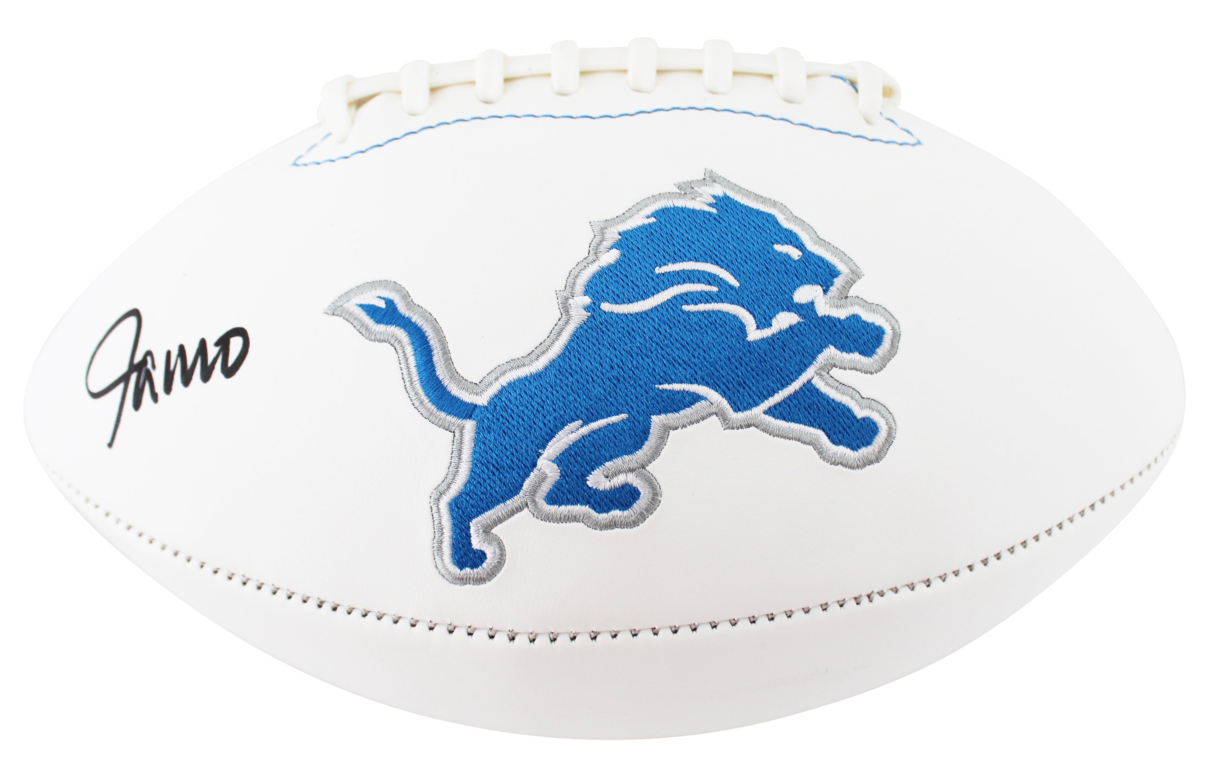 Lions Jameson Williams Signed White Panel Logo Football W/ Case BAS Witnessed