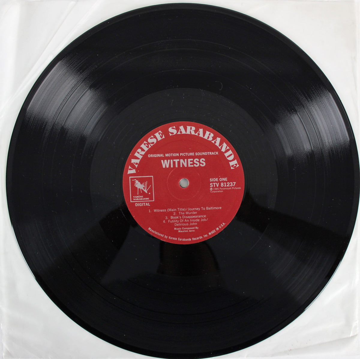 Harrison Ford Signed Witness Soundtrack Album Cover W/ Vinyl BAS #A79378