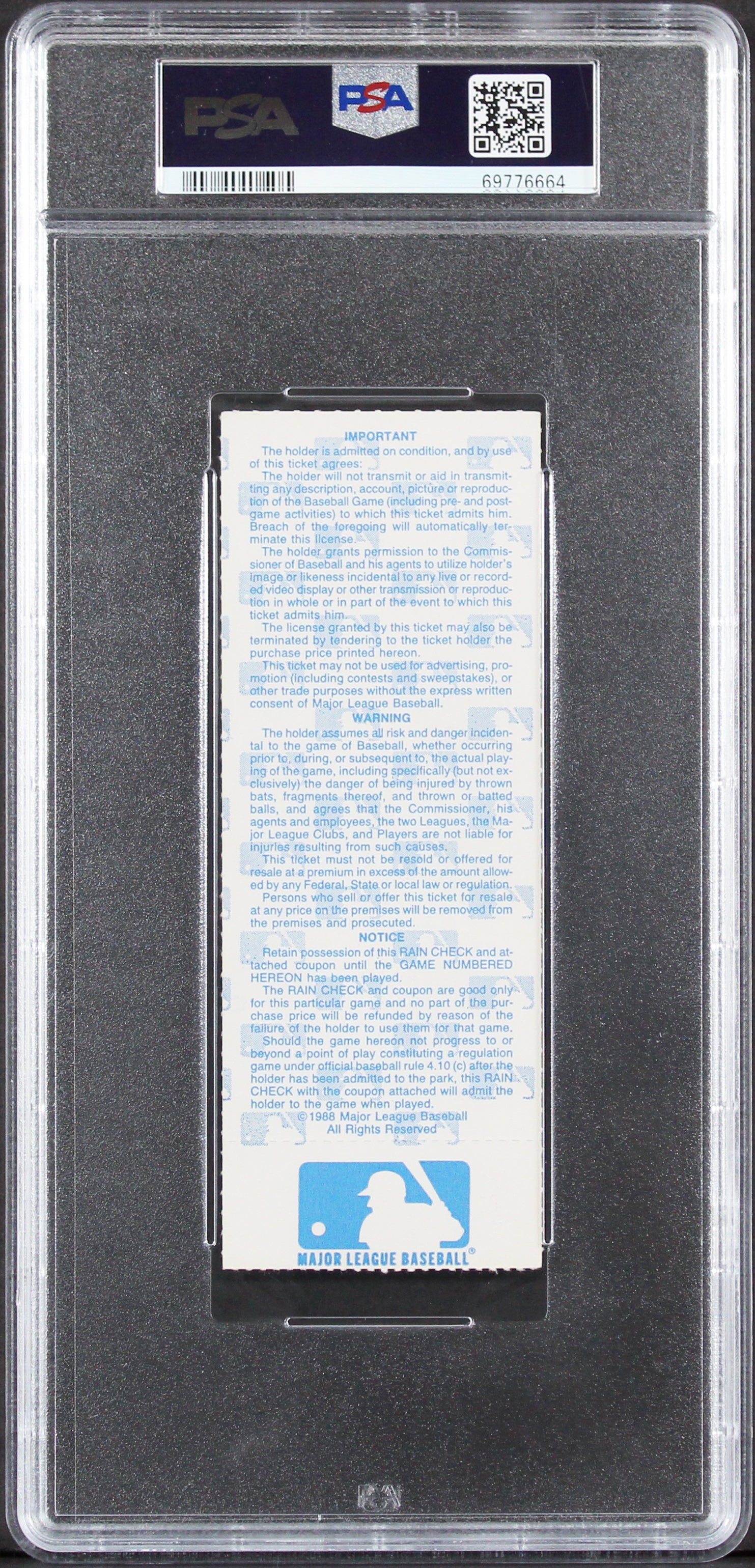 Dodgers Kirk Gibson "2x Insc" Signed 1988 WS Game 1 Ticket Auto 10 PSA Slabbed 3