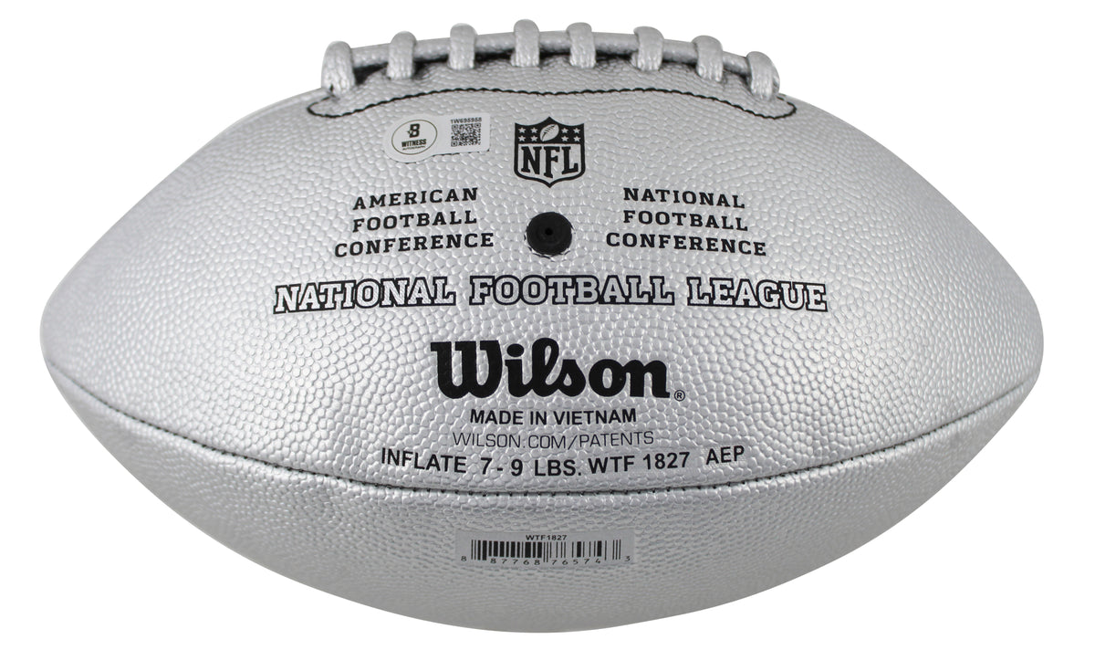 Kurt Warner Signed Wilson Replica Duke Metallic Silver Nfl Football BAS Witness