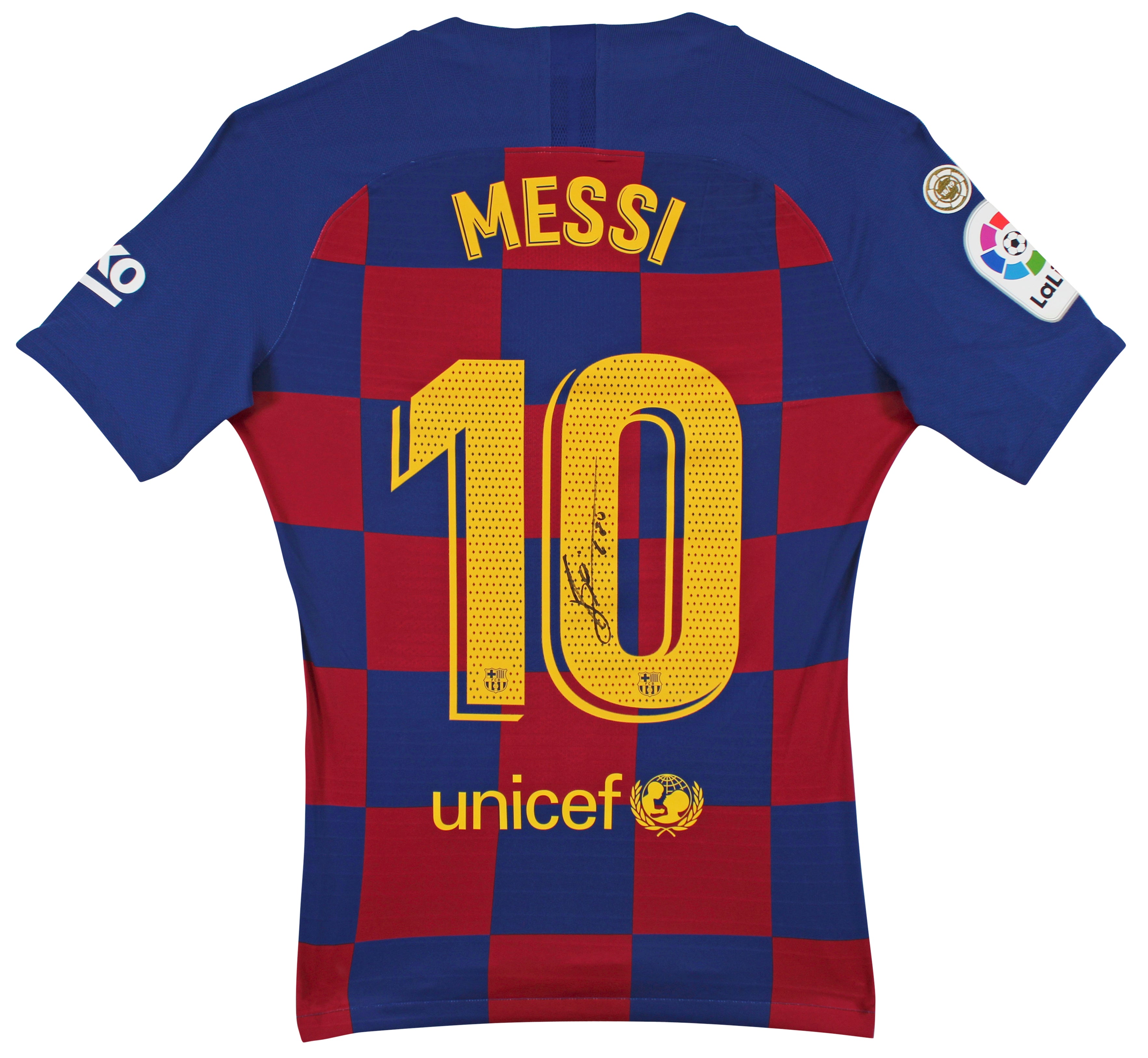 Barcelona Lionel Messi Authentic Signed Blue & Red Checkerboard Nike Jersey BAS