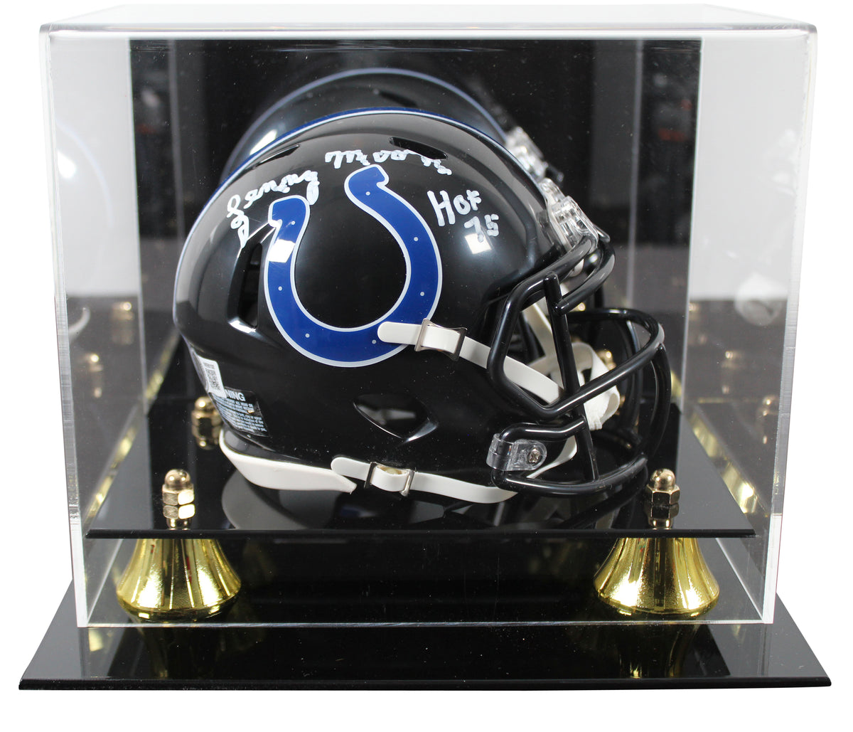 Colts Lenny Moore "HOF 75" Signed On-Field 2023 Speed Mini Helmet W/ Case BAS W