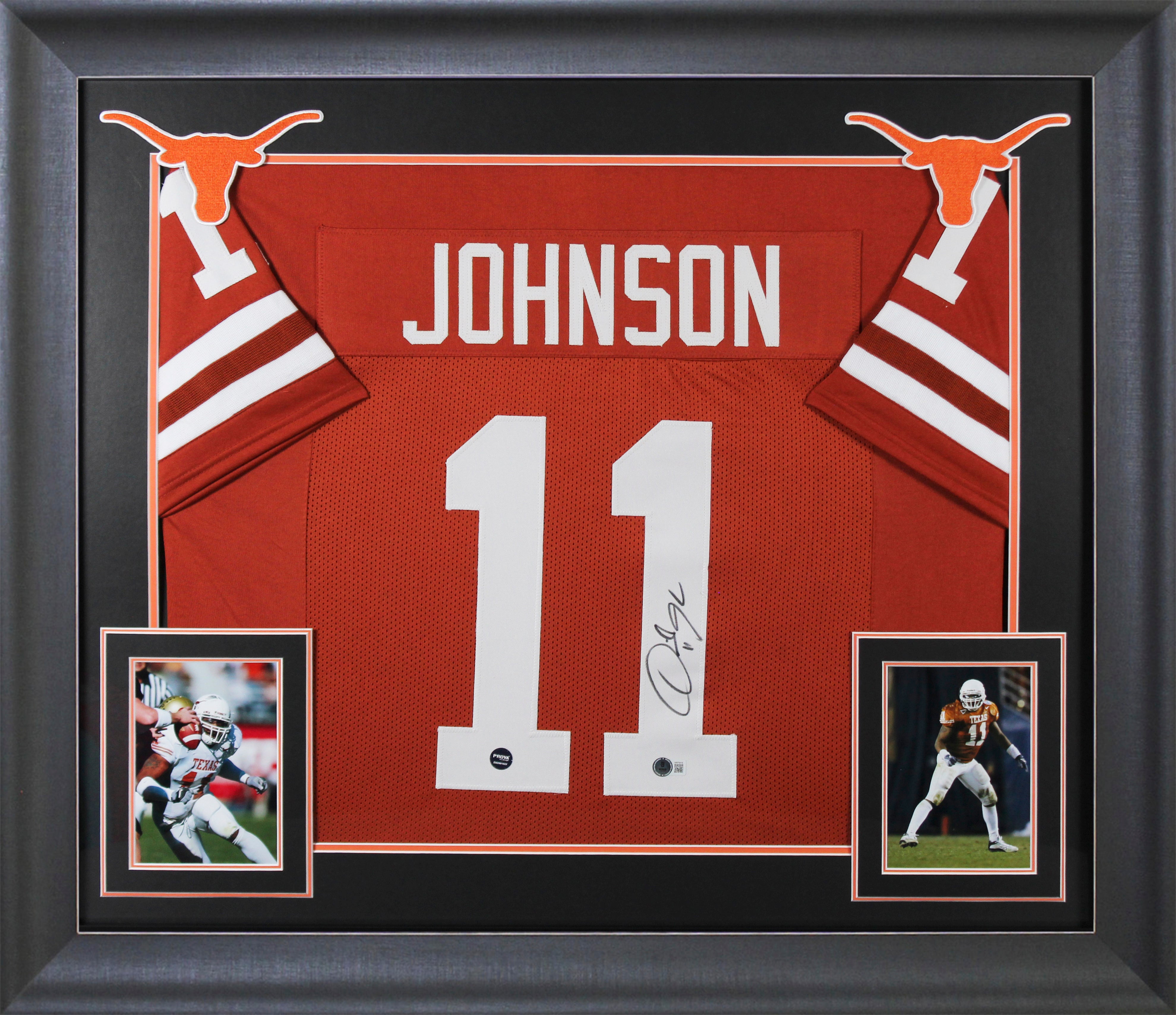 Texas Derrick Johnson Signed Burnt Orange Pro Style Framed Jersey BAS Witnessed