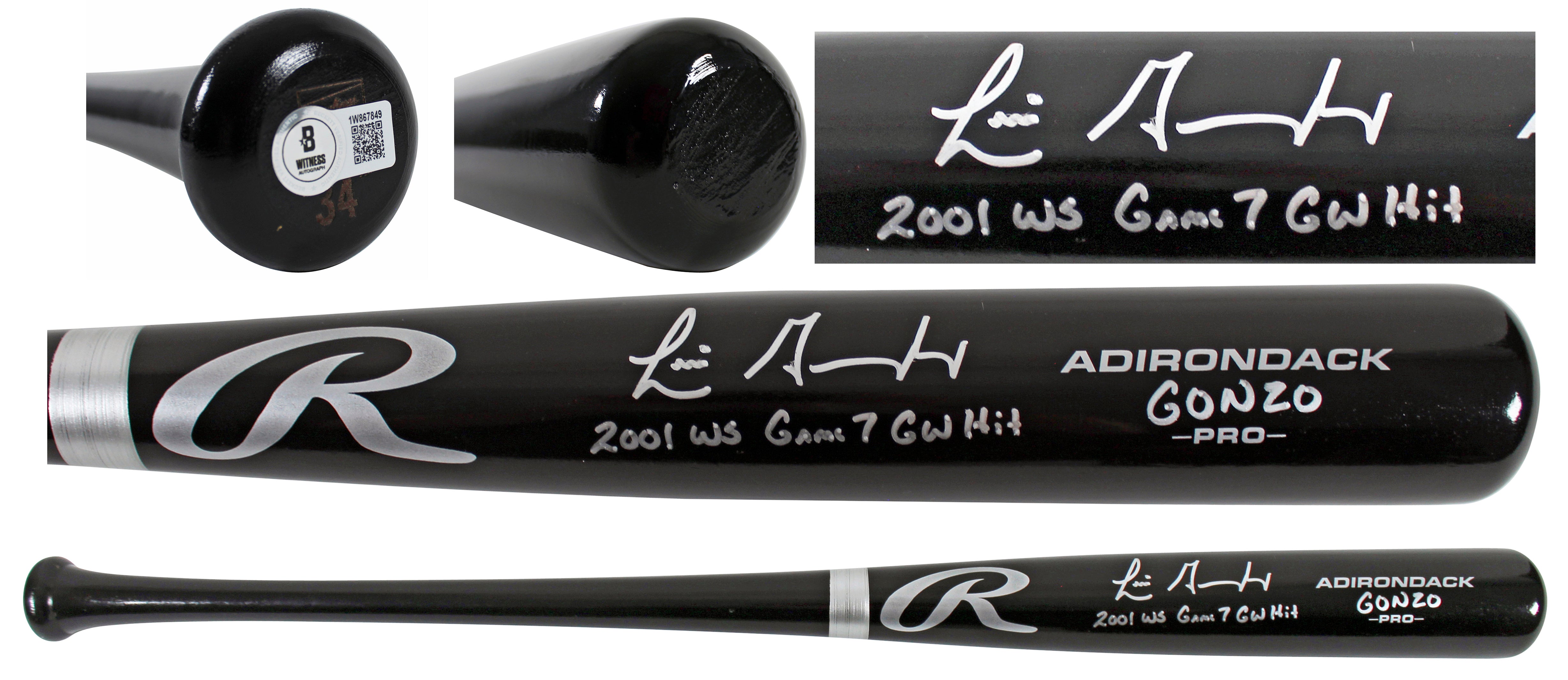 D-Backs Luis Gonzalez "2x Insc" Signed Black Rawlings Baseball Bat BAS Witnessed