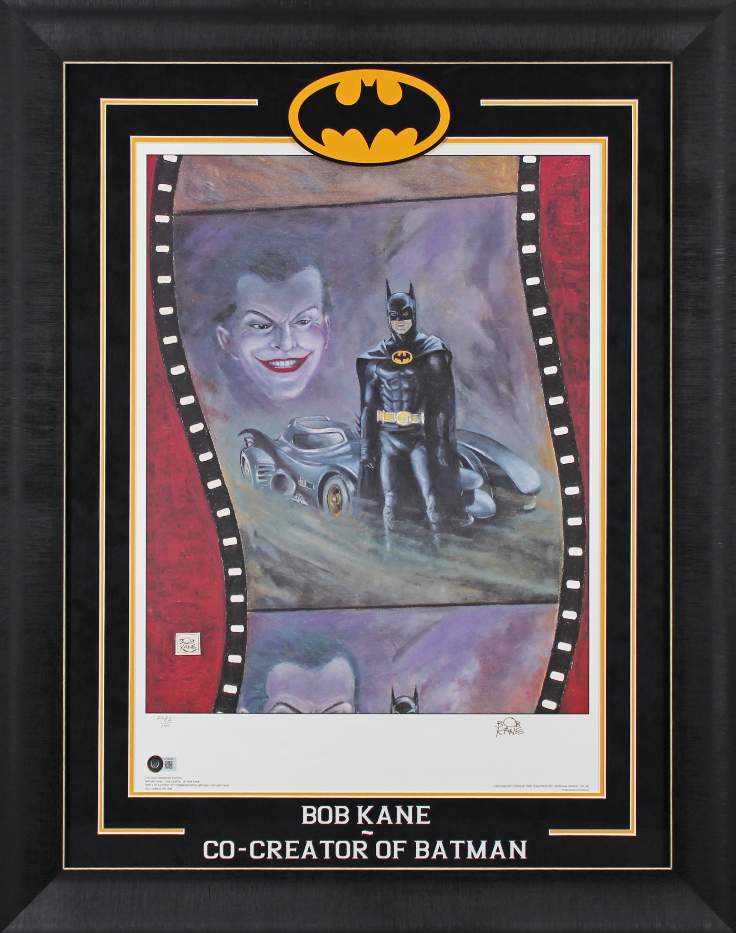 Bob Kane Batman Authentic Signed & Framed Lithograph LE #PP82/100 BAS #AC56956