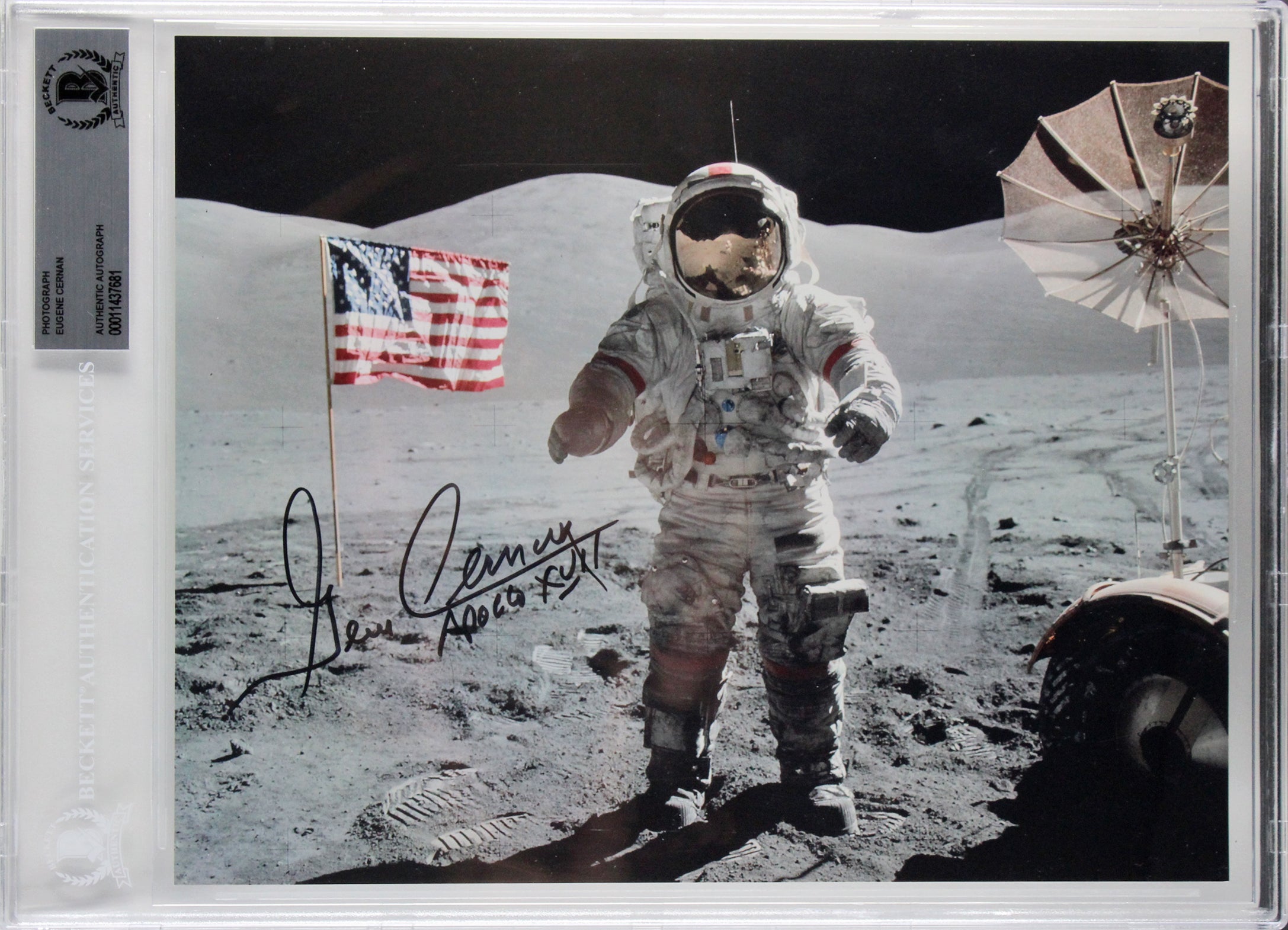 Eugene Cernan Apollo 17 Apollo XVII Authentic Signed 8x10 Photo BAS Slabbed