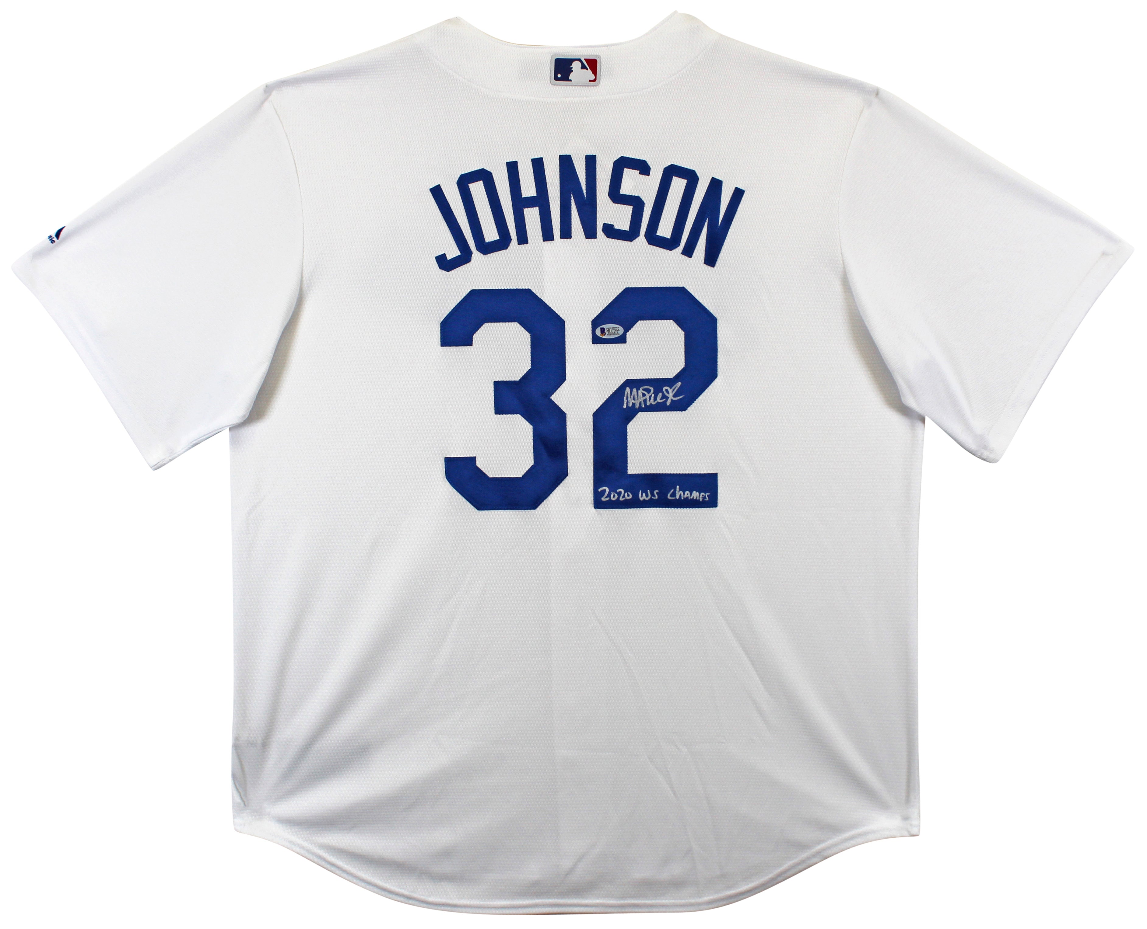 Dodgers Magic Johnson "2020 WS Champs" Signed White Majestic Coolbase Jersey BAS