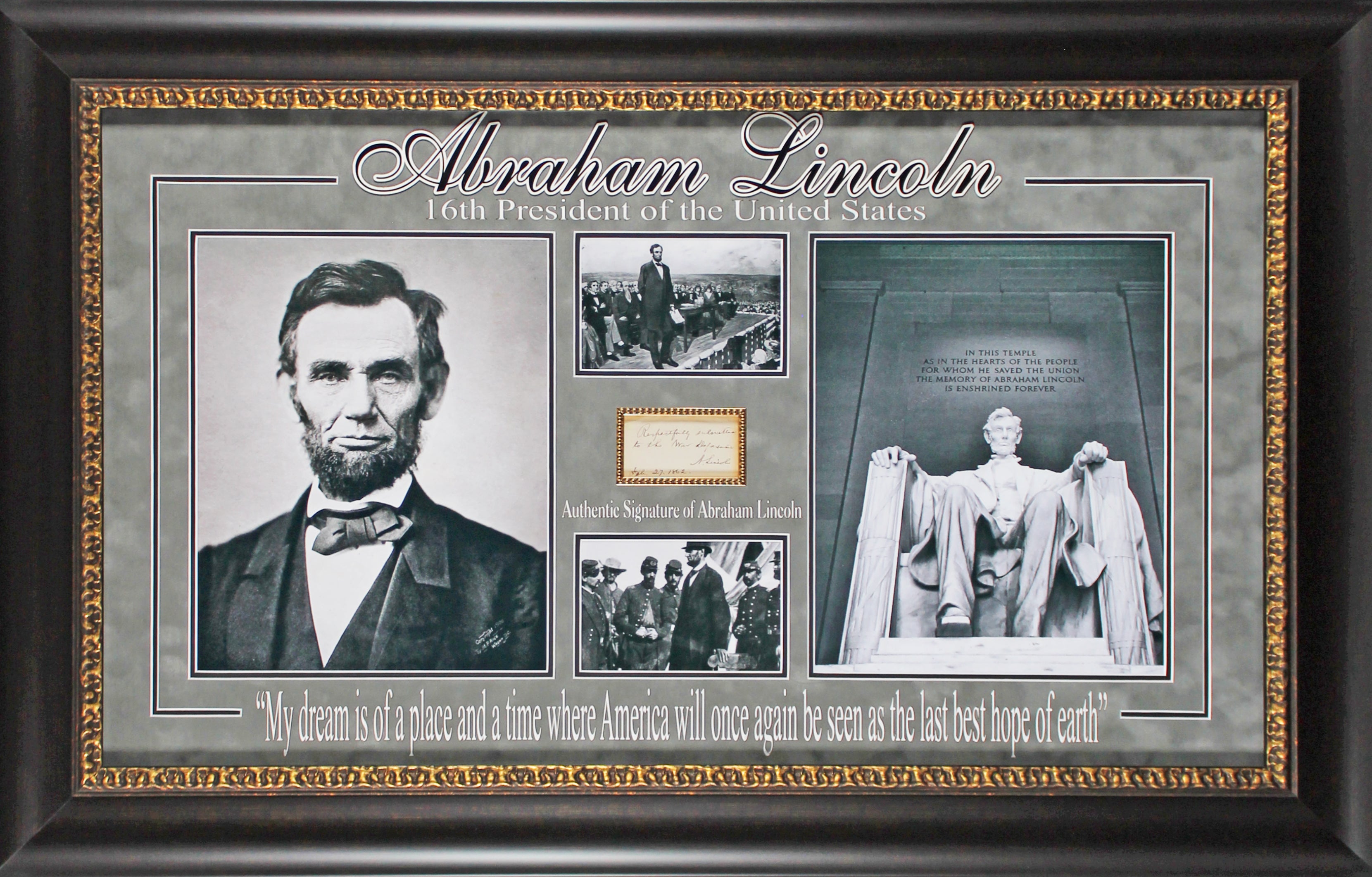 Abraham Lincoln Signed & Framed 1.5x3.25 1862 Cut Signature BAS #AD04322