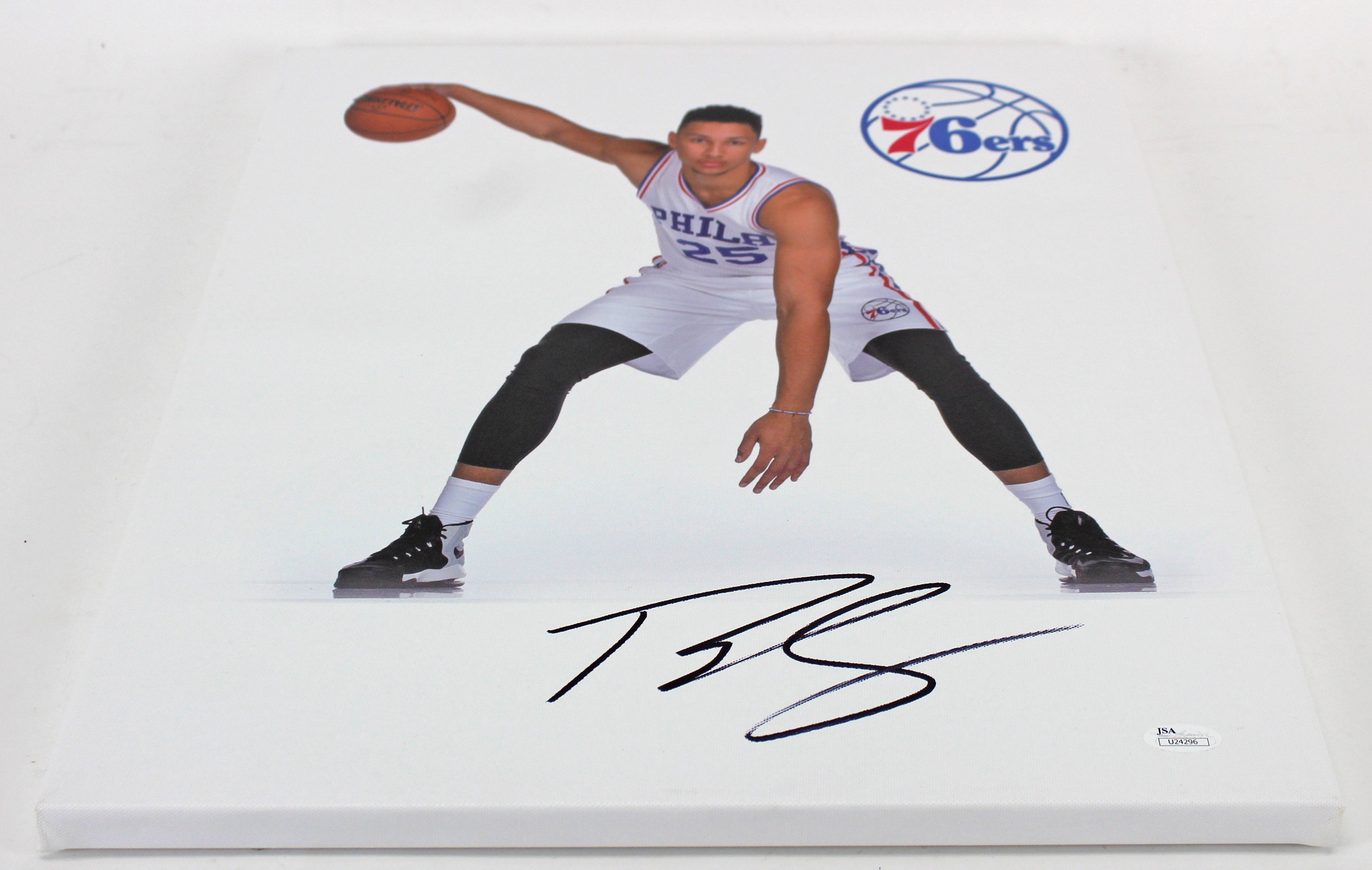 76ers Ben Simmons Authentic Signed 16x20 Canvas Autographed JSA #U24296