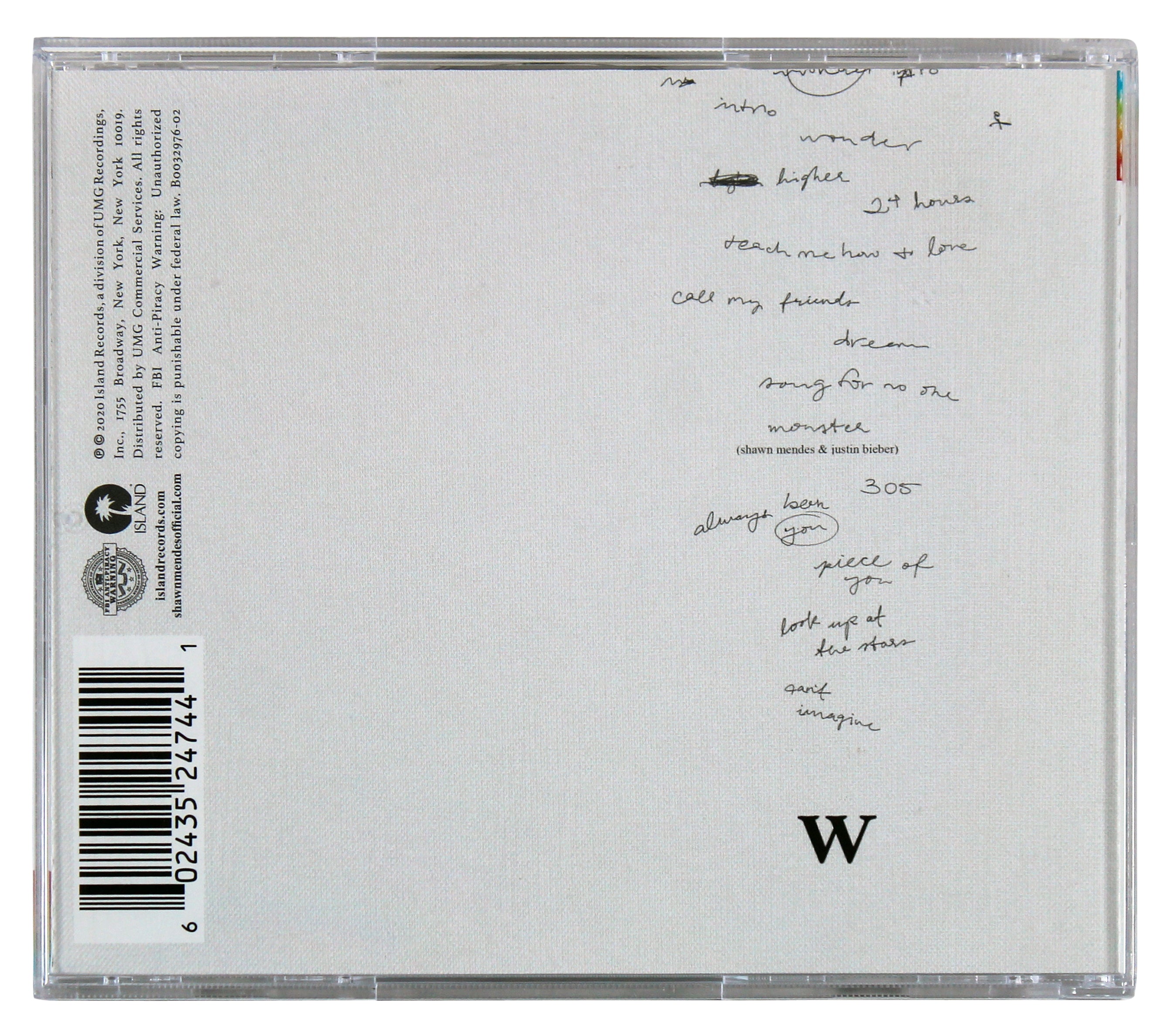 Shawn Mendes Authentic Signed Wonder Cd Insert W/ Disk Autographed BAS #BG83269