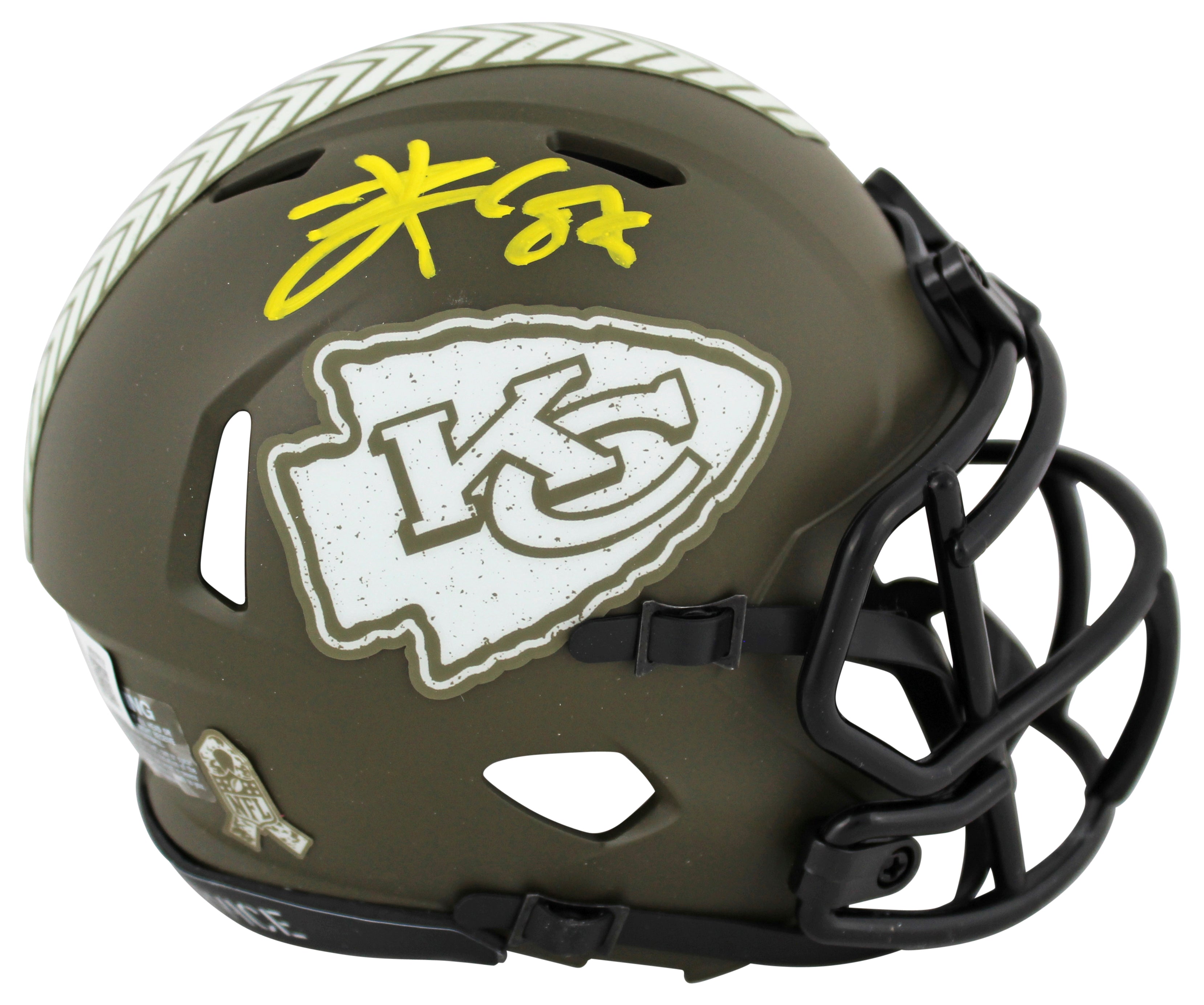 Chiefs Travis Kelce Signed Salute To Service Speed Mini Helmet BAS Witnessed