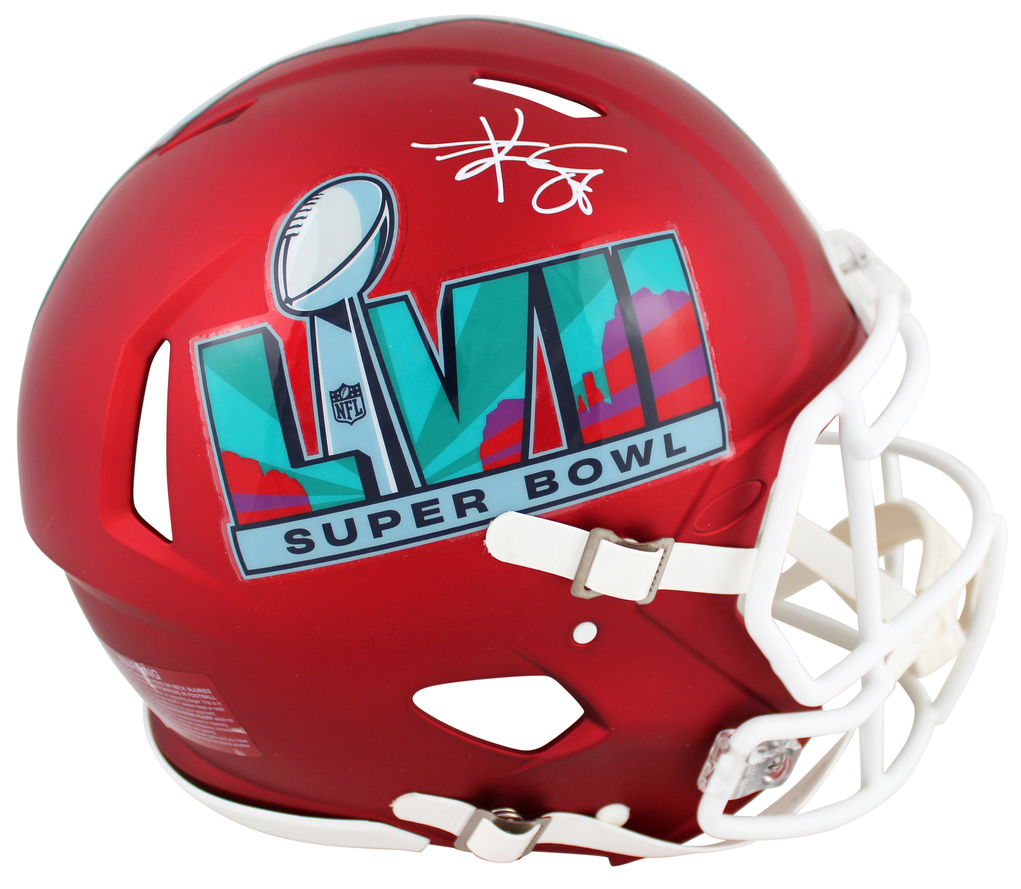 Chiefs Travis Kelce Signed SB LVII Champs Full Size Speed Proline Helmet BAS Wit