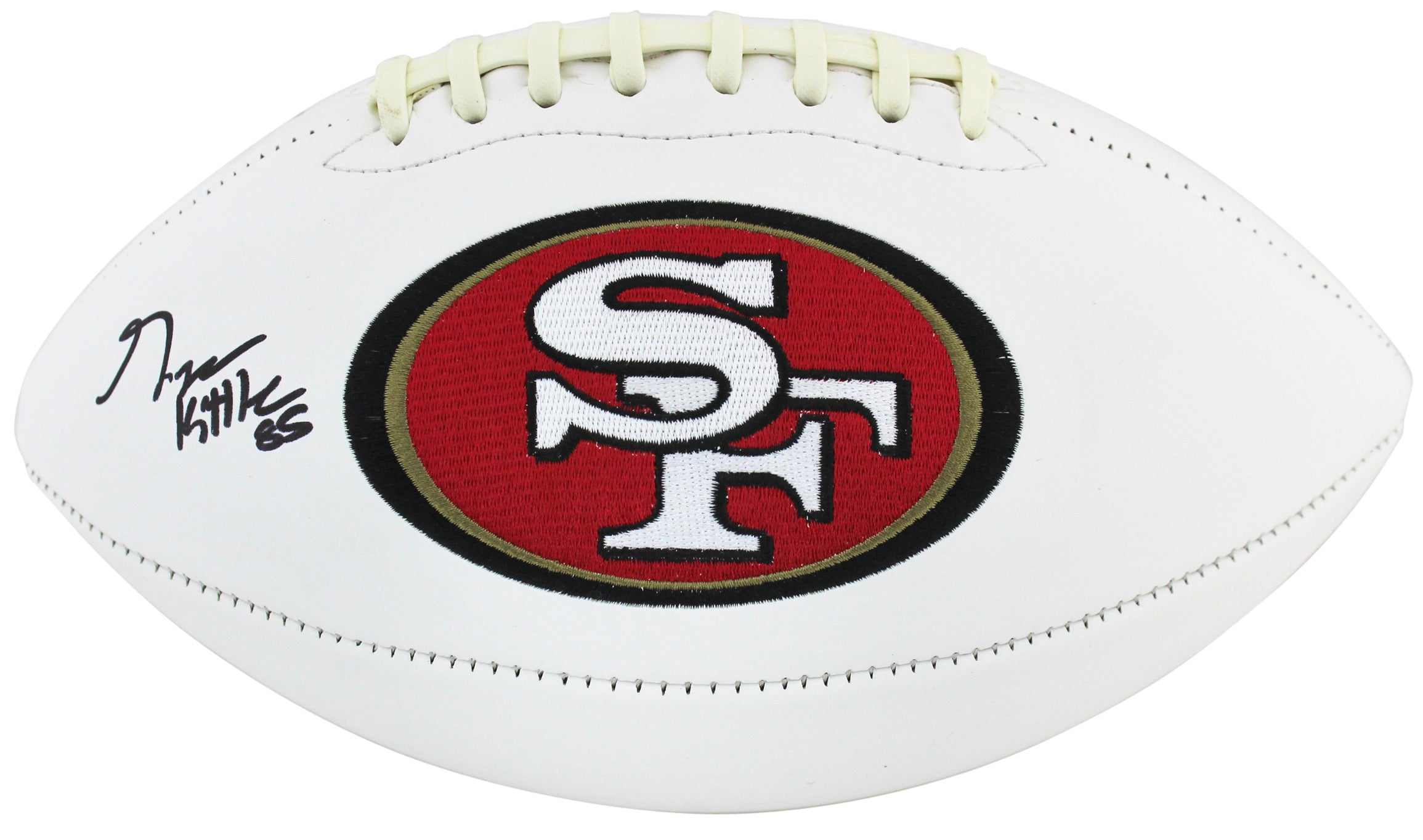 49ers George Kittle Authentic Signed White Panel Logo Football BAS Witnessed
