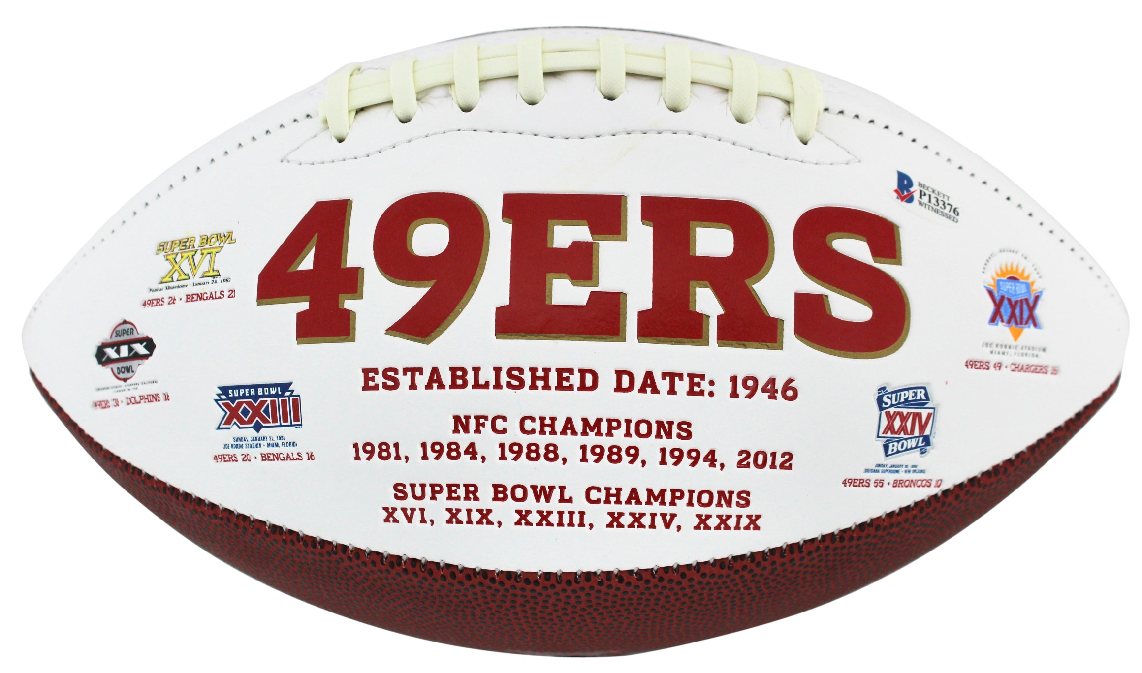 49ers George Kittle Authentic Signed White Panel Logo Football BAS Witnessed