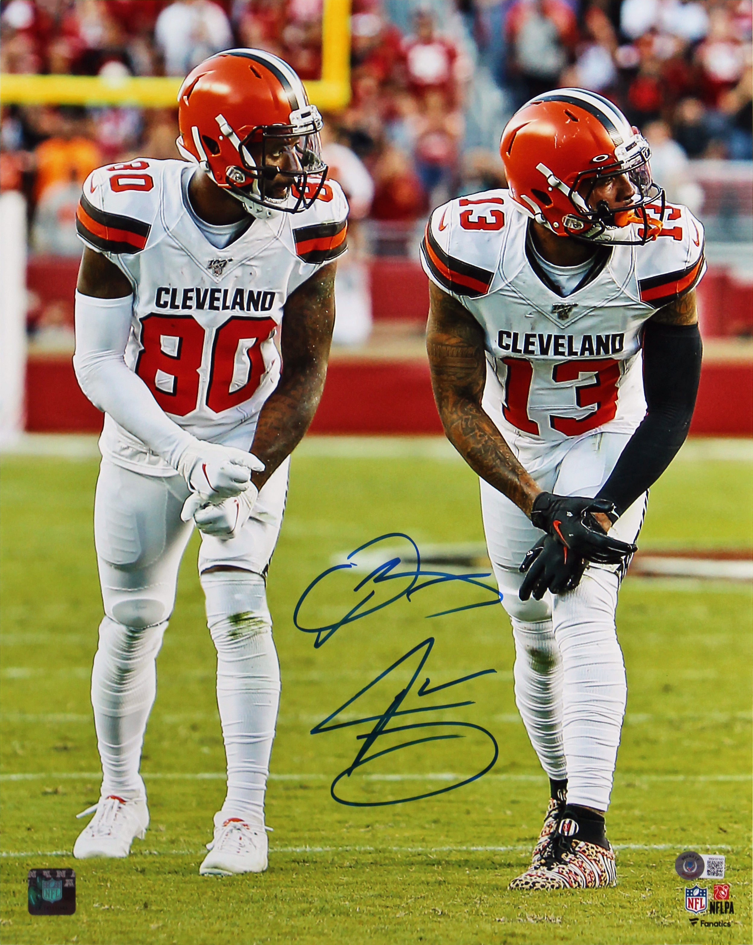 Browns Odell Beckham Jr. & Jarvis Landry Signed 16x20 Vertical Photo BAS Witness