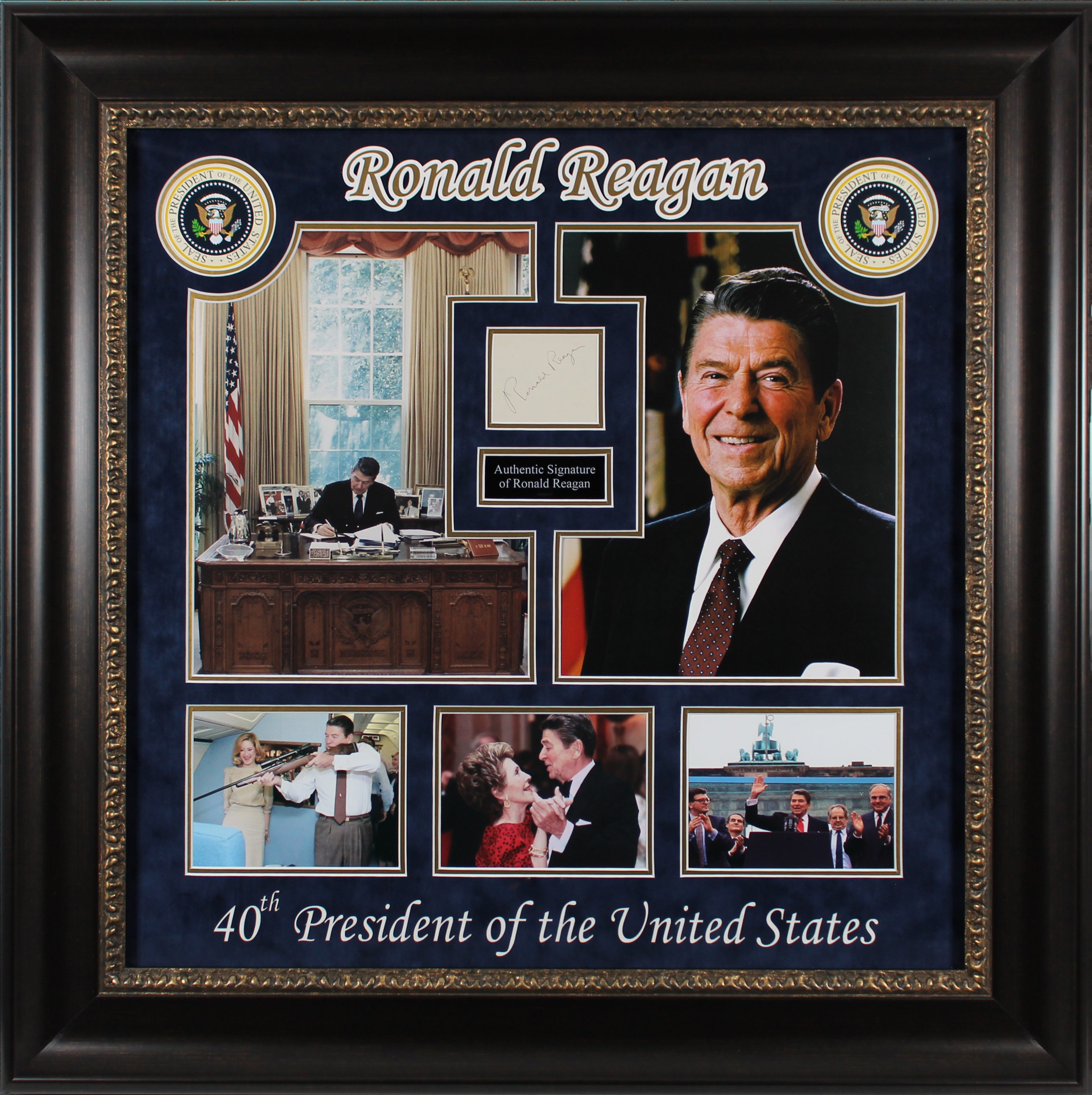 Ronald Reagan Authentic Signed Framed Display Autographed BAS #AB14692