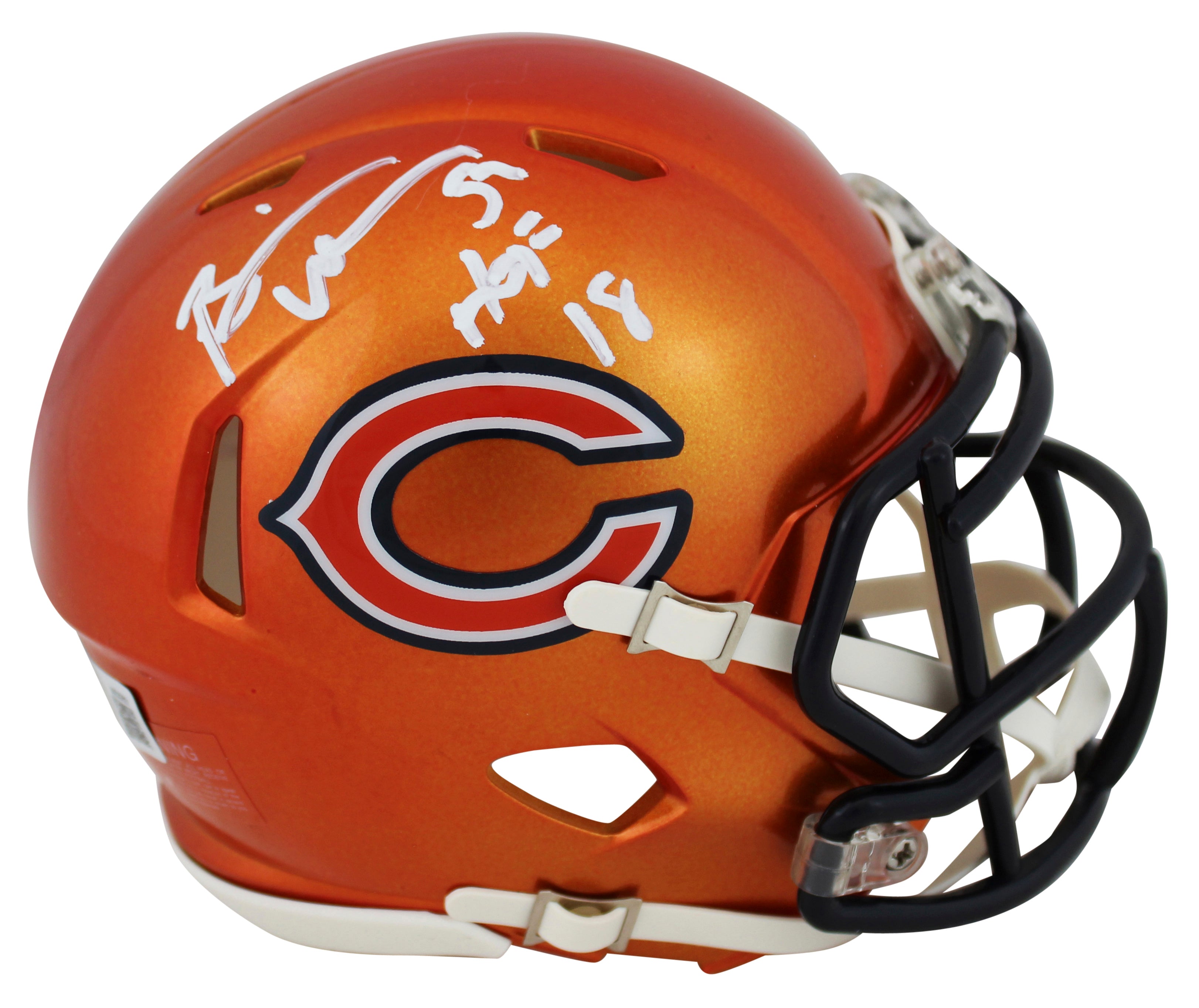 Bears Brian Urlacher "HOF 18" Signed Flash Speed Mini Helmet BAS Witnessed