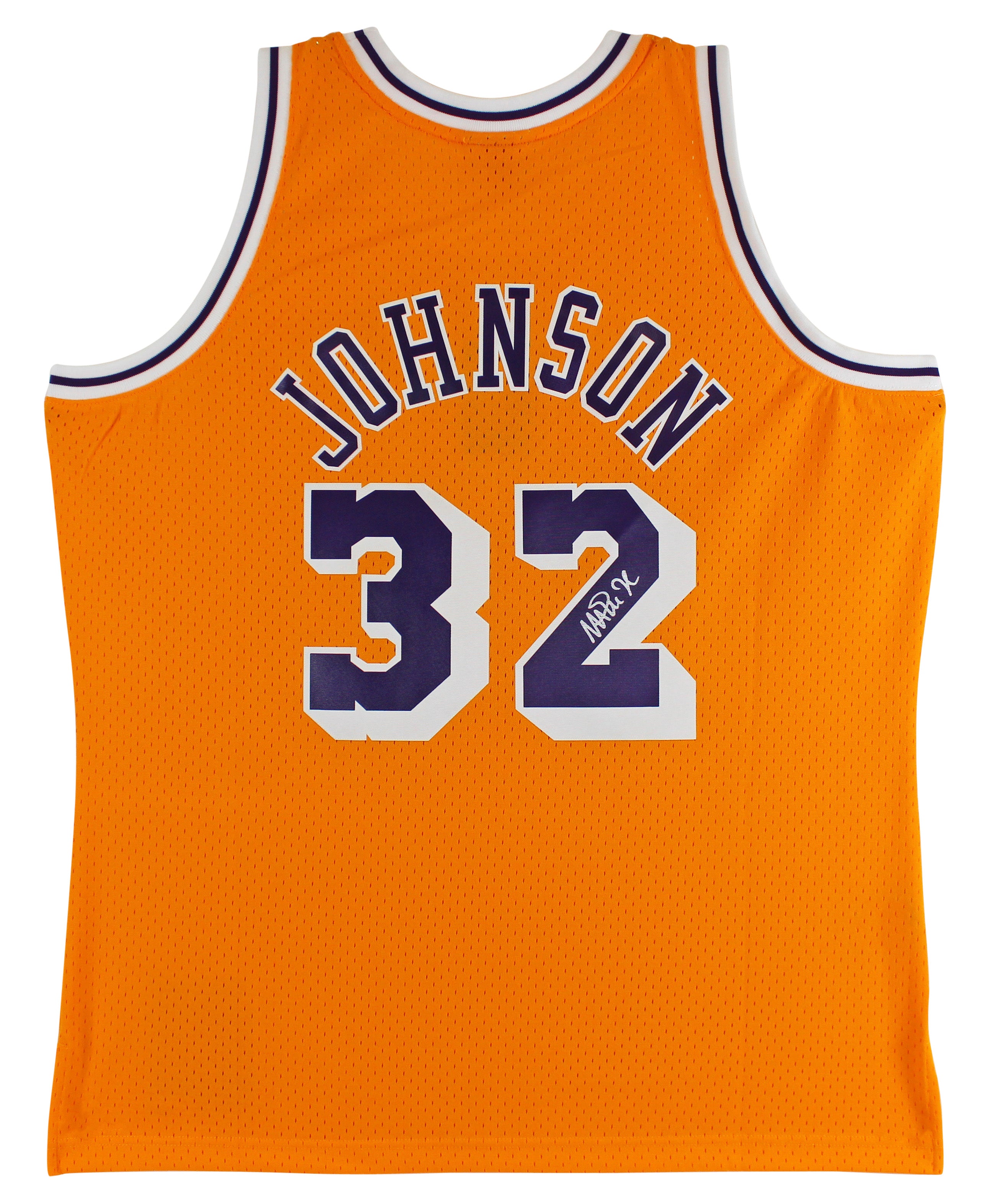 ** HOLIDAY DOORBUSTER ** Lakers Magic Johnson Signed 1984-85 M&N HWC Swingman Yellow Jersey BAS Wit