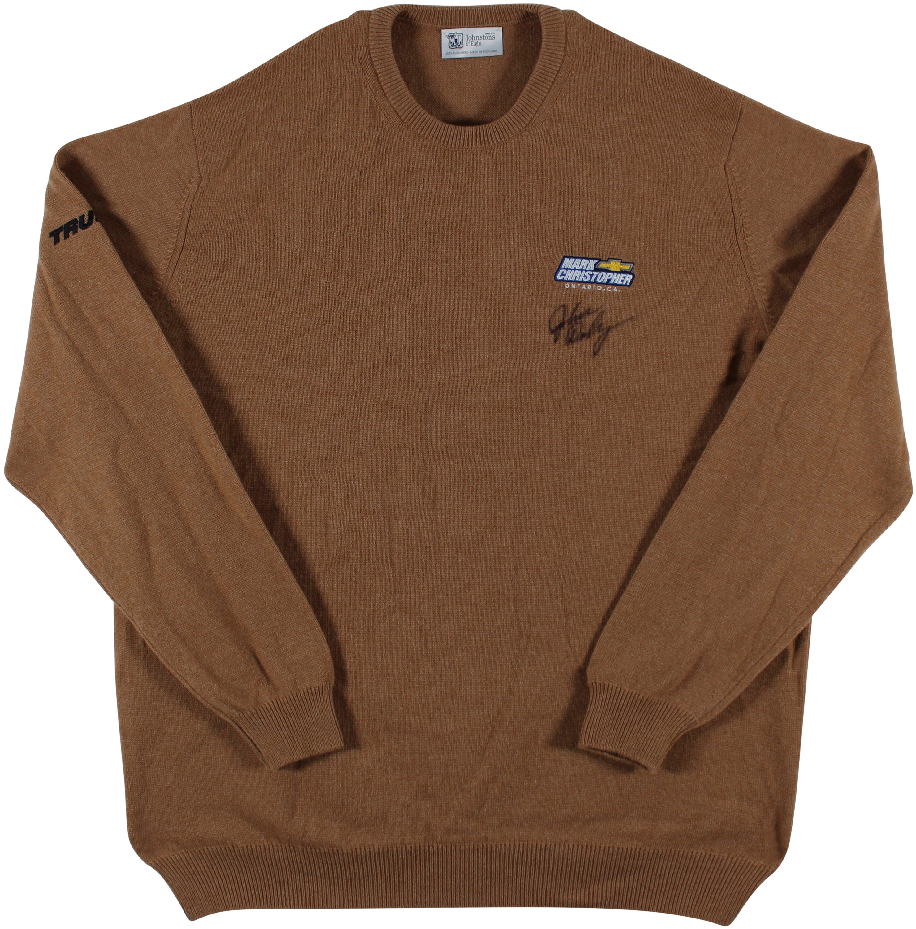 John Daly Signed Match Worn Brown Johnstons of Elgin Cashmere Sweater BAS