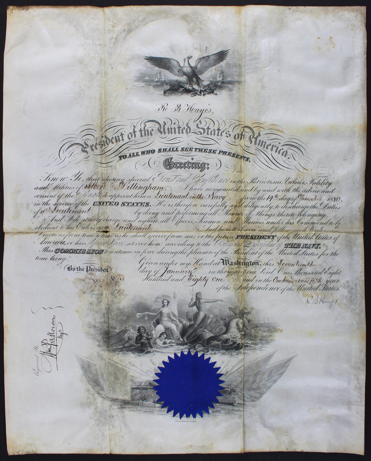 Rutherford B. Hayes Signed 15.25x19 1881 Military Appointment BAS #AB14011