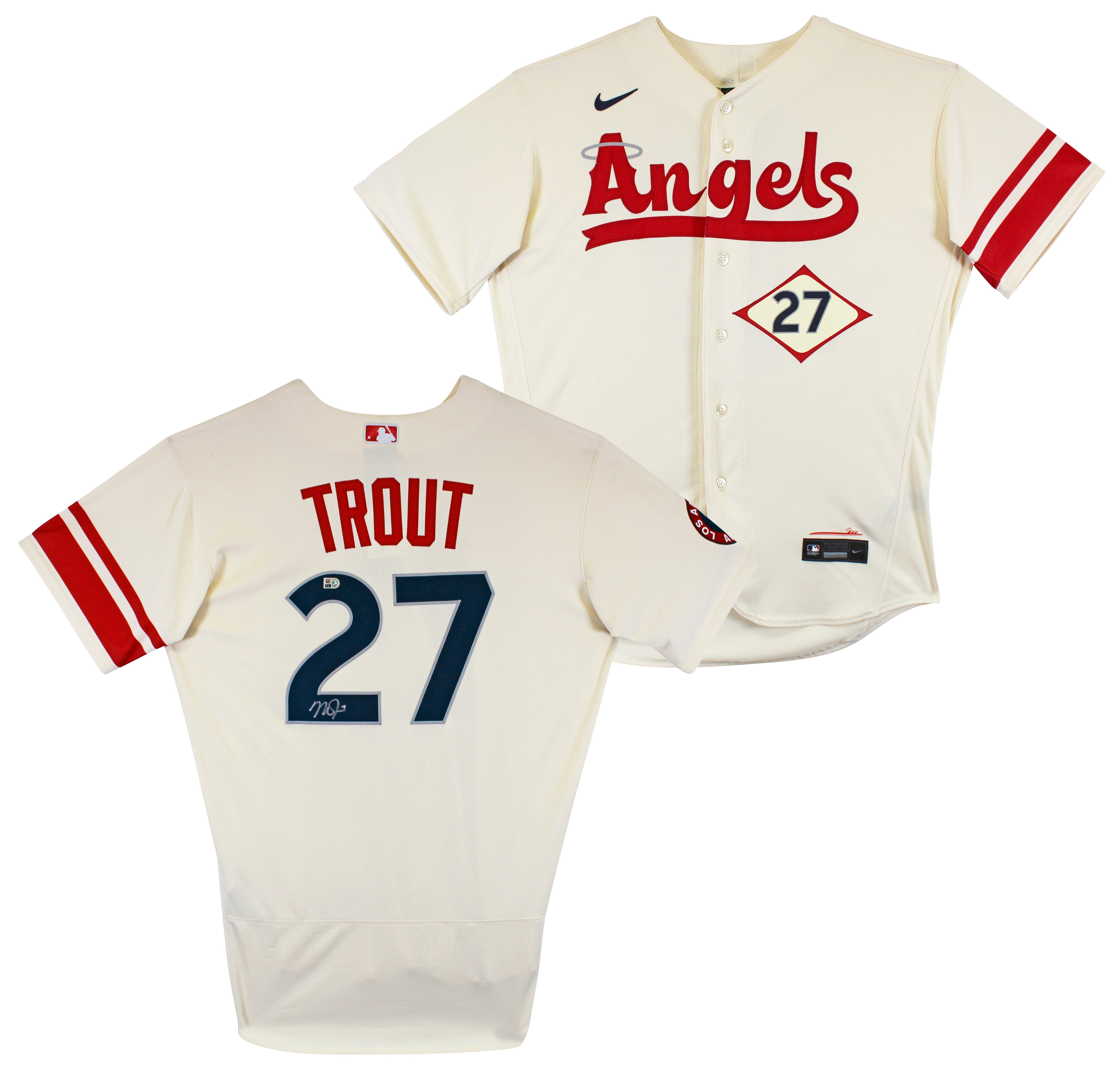 Angels Mike Trout Authentic Signed White Nike City Connect Jersey MLB #YP025122