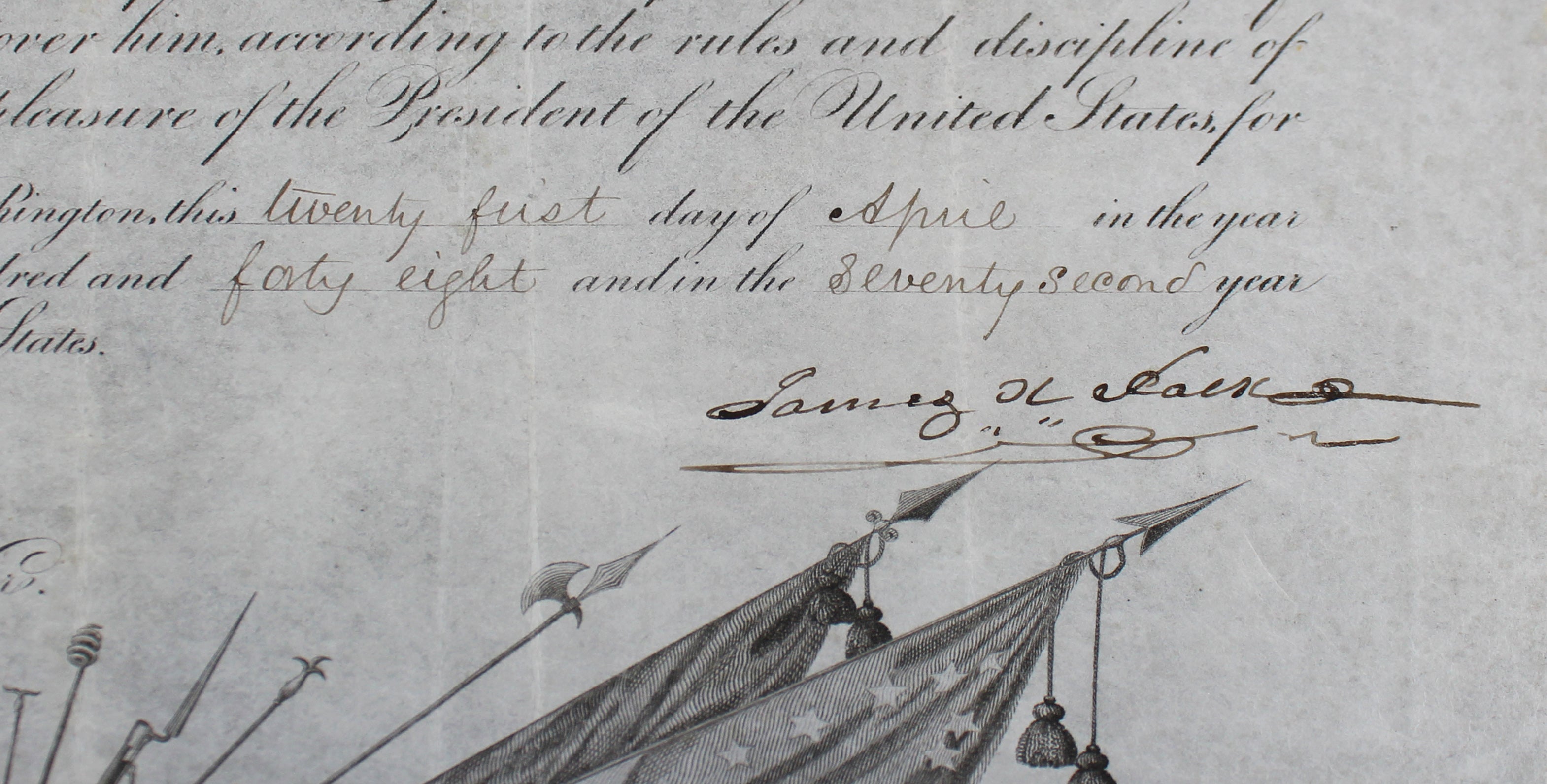 James K. Polk Authentic Signed 14x18.25 1848 Military Appointment BAS #AB14013