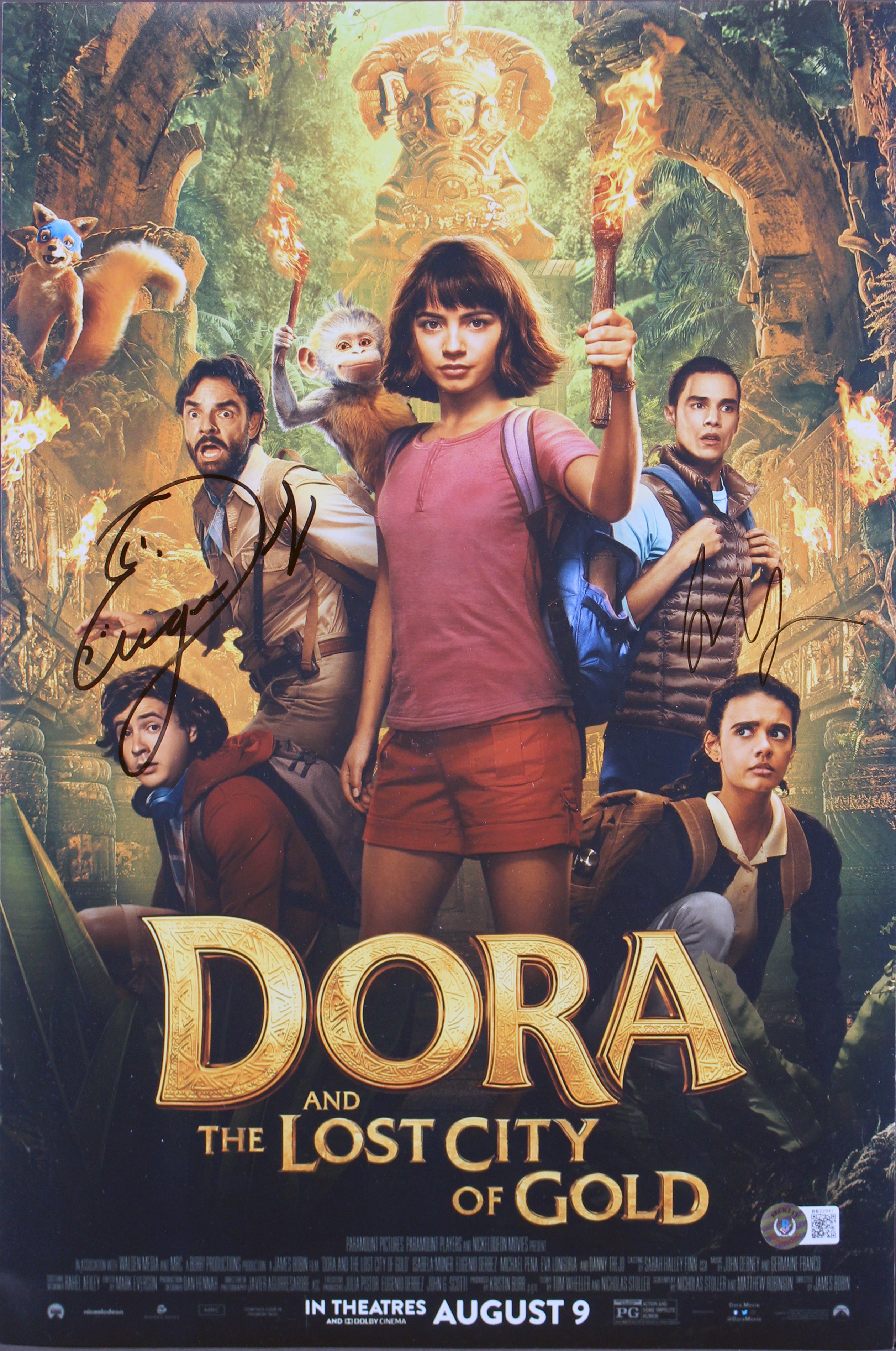 (2) Derbez & Wahlberg Dora And The Lost City Of Gold Signed 12x18 Photo BAS