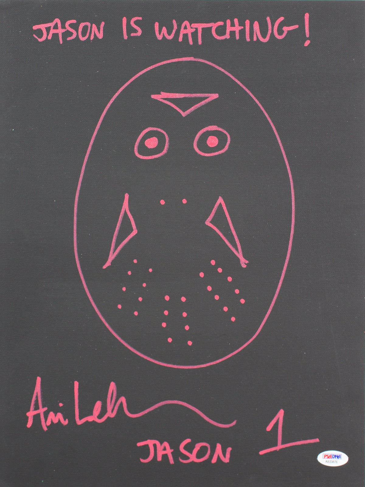 Ari Lehman Friday The 13th Signed Hand Drawn 12x16 Canvas Sketch PSA #AB33876