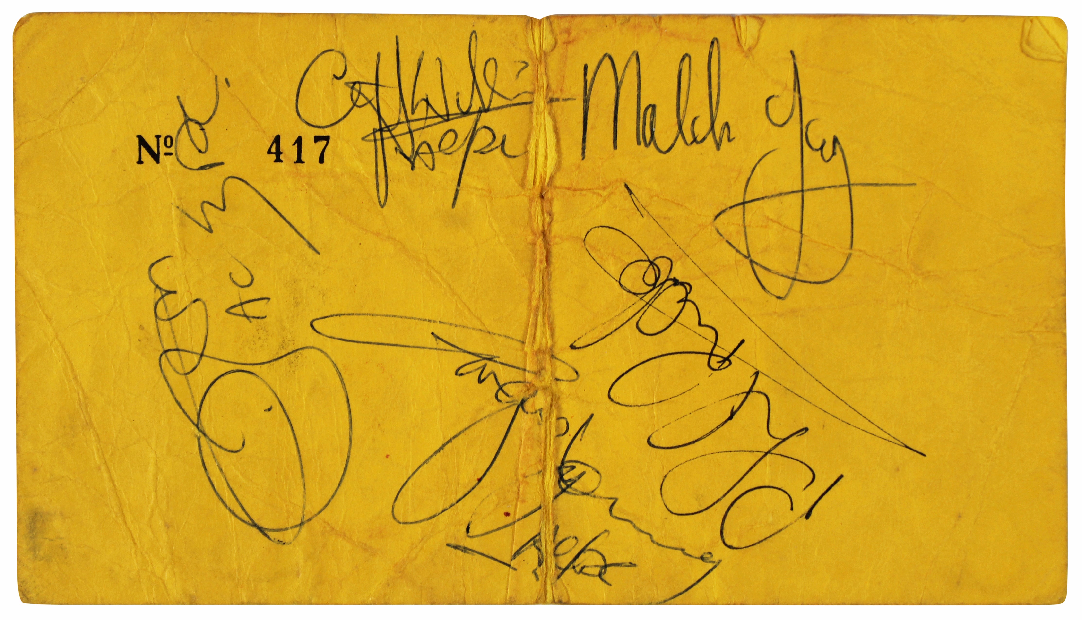 AC/DC Angus, Malcolm, Scott, Rudd & Williams Signed 3.25x6 1978 Ticket Pass JSA