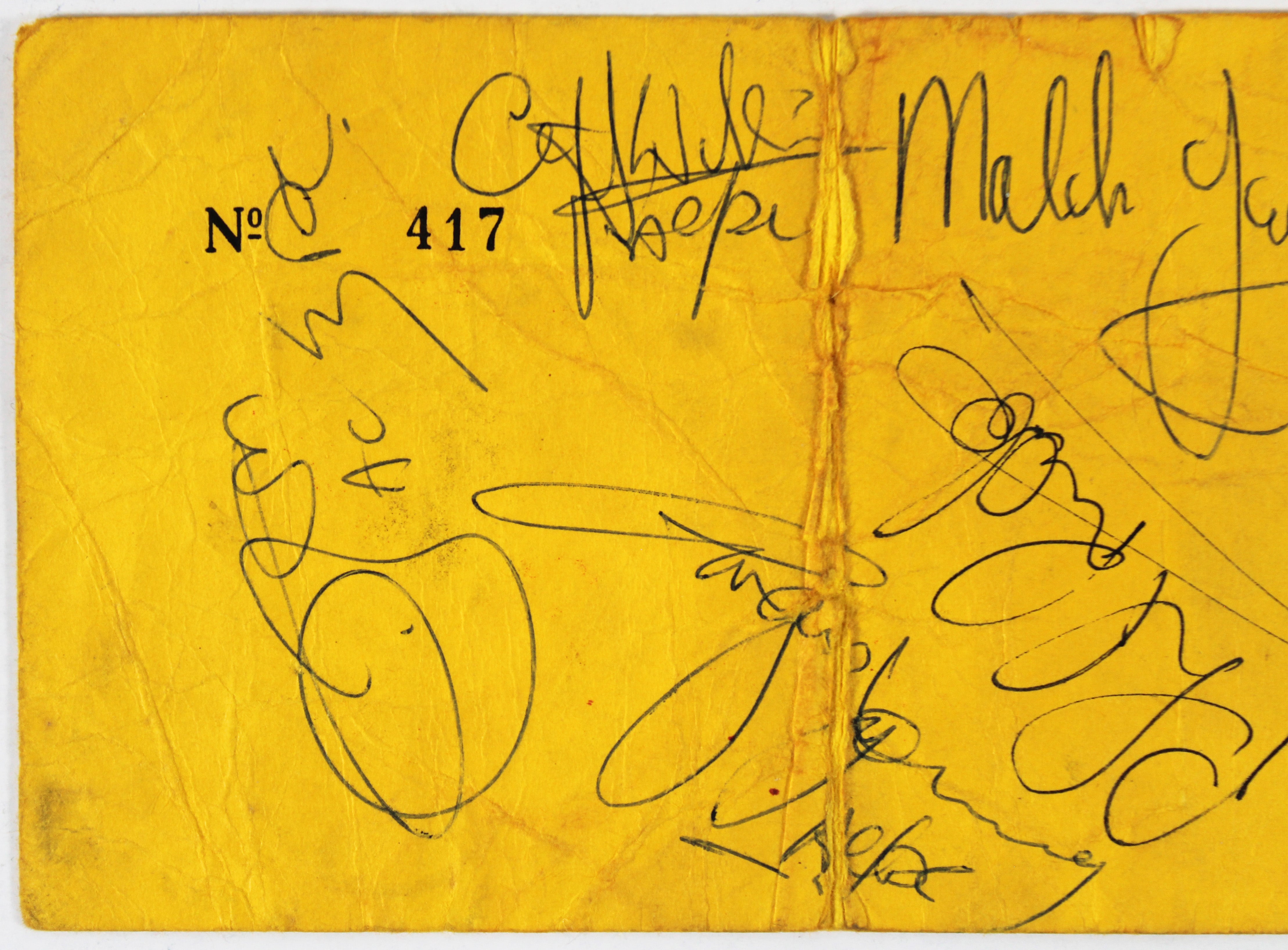 AC/DC Angus, Malcolm, Scott, Rudd & Williams Signed 3.25x6 1978 Ticket Pass JSA