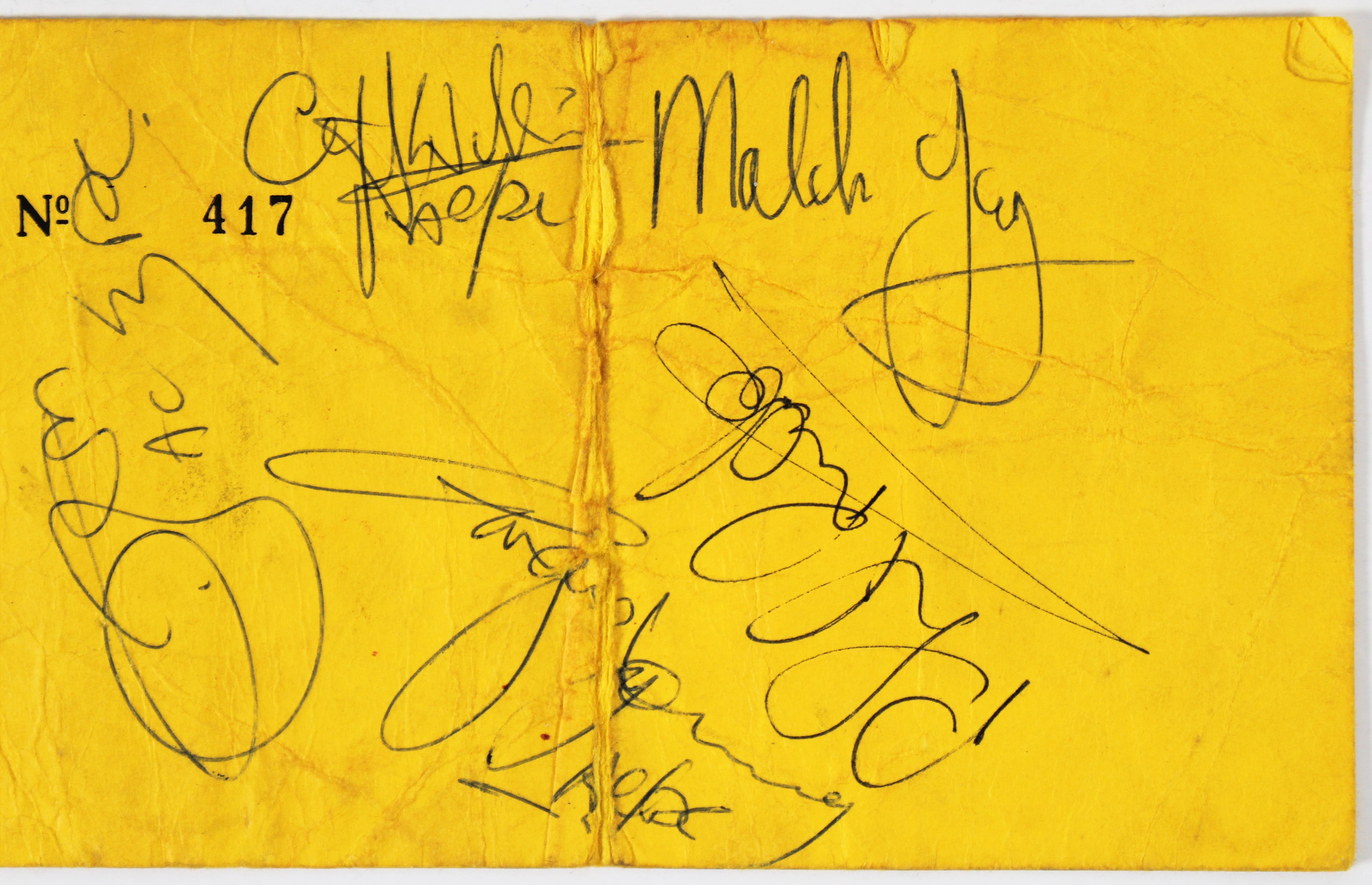 AC/DC Angus, Malcolm, Scott, Rudd & Williams Signed 3.25x6 1978 Ticket Pass JSA