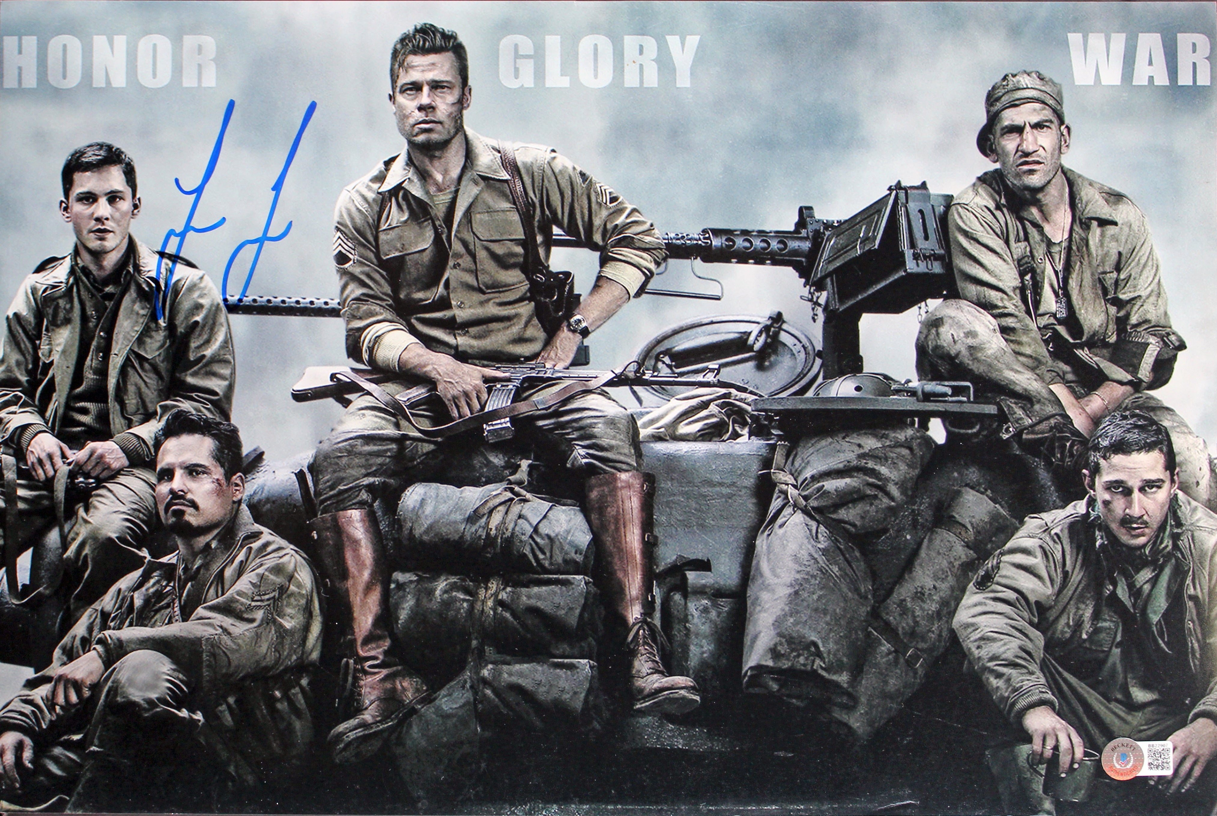 Logan Lerman Fury Authentic Signed 12x18 Photo Autographed BAS #BB22907
