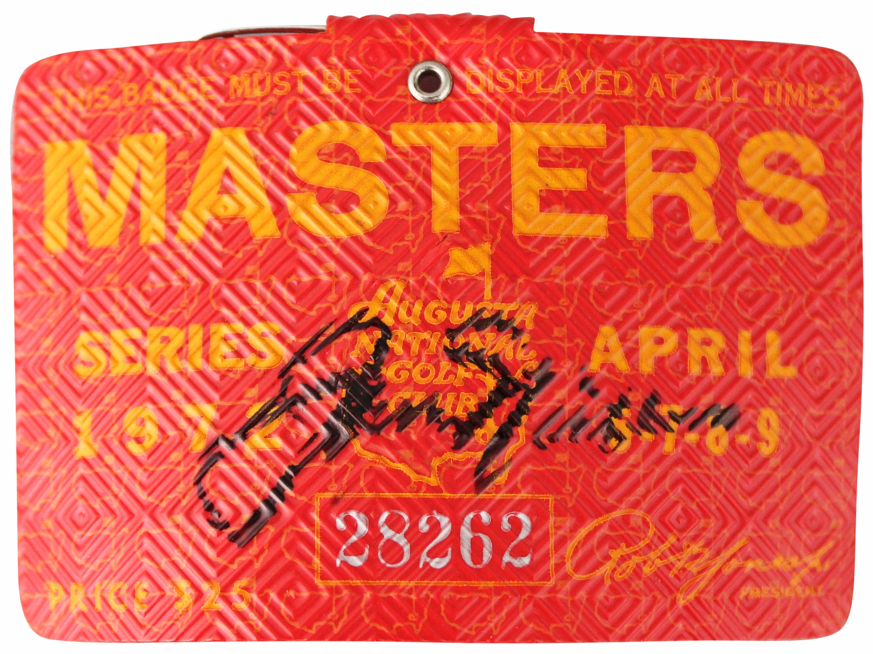 Jack Nicklaus Signed 1972 Masters Augusta Golf Club Badge Ticket PSA #AN52551