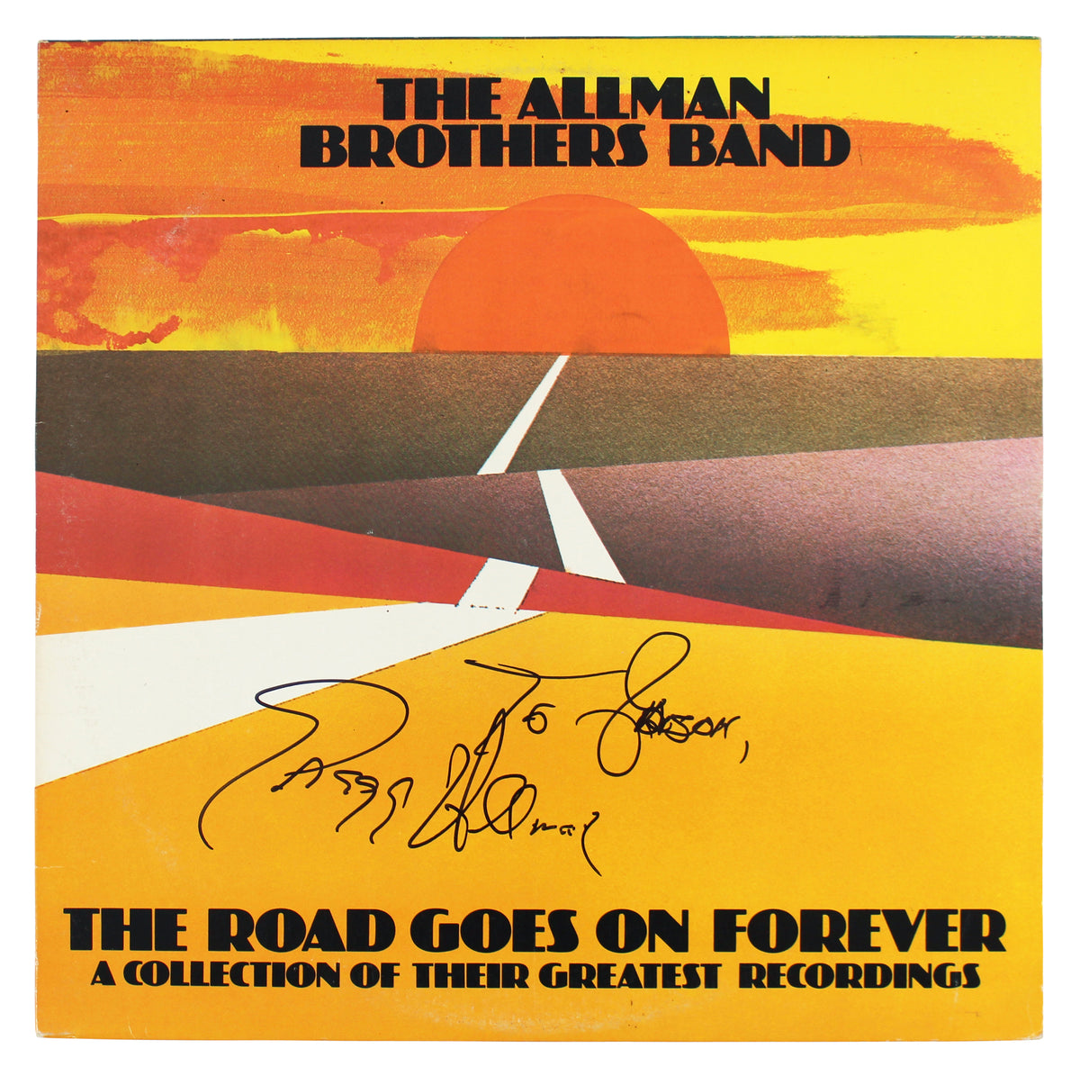Gregg Allman Signed The Road Goes On Forever Album Cover BAS #BG82258