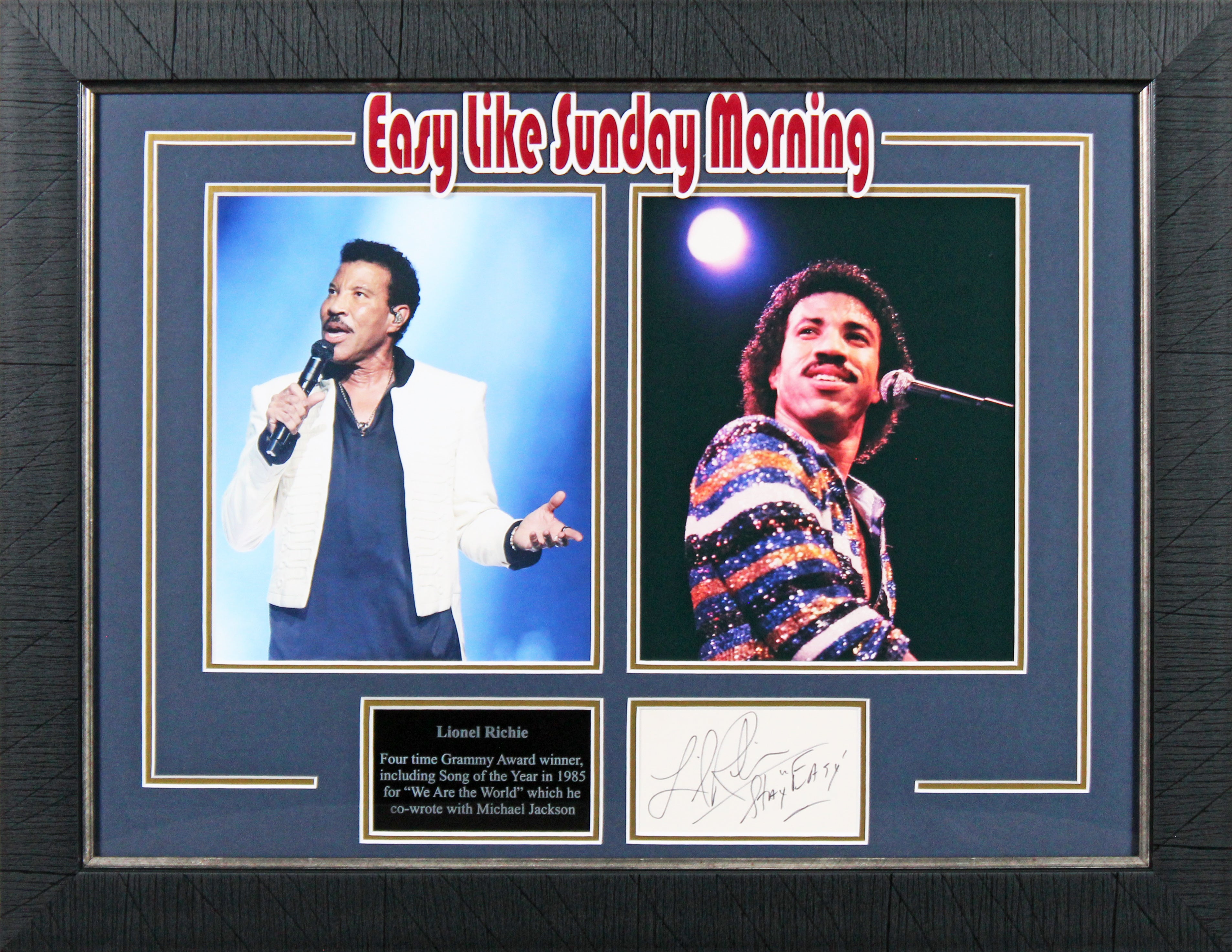 Lionel Richie Stay Easy Signed 3x5 Index Card Framed Display BAS #AE09344