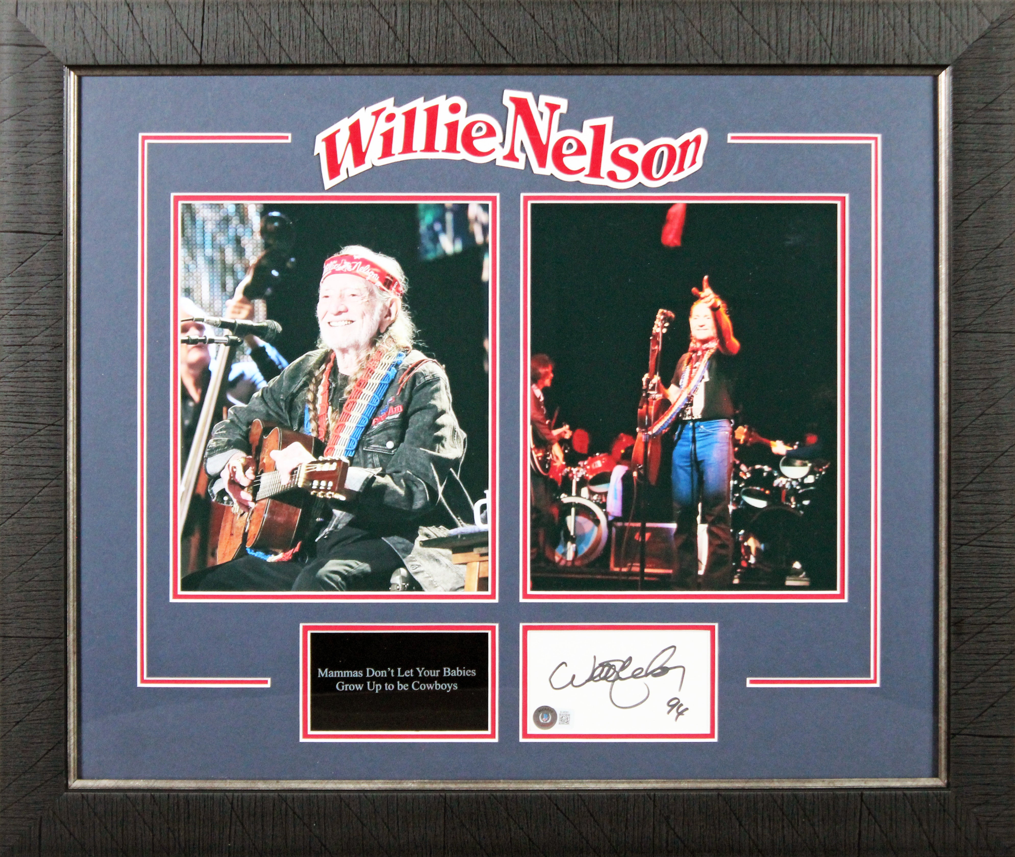 Willie Nelson Authentic Signed 3x5 Index Card Framed Display BAS #BL98281