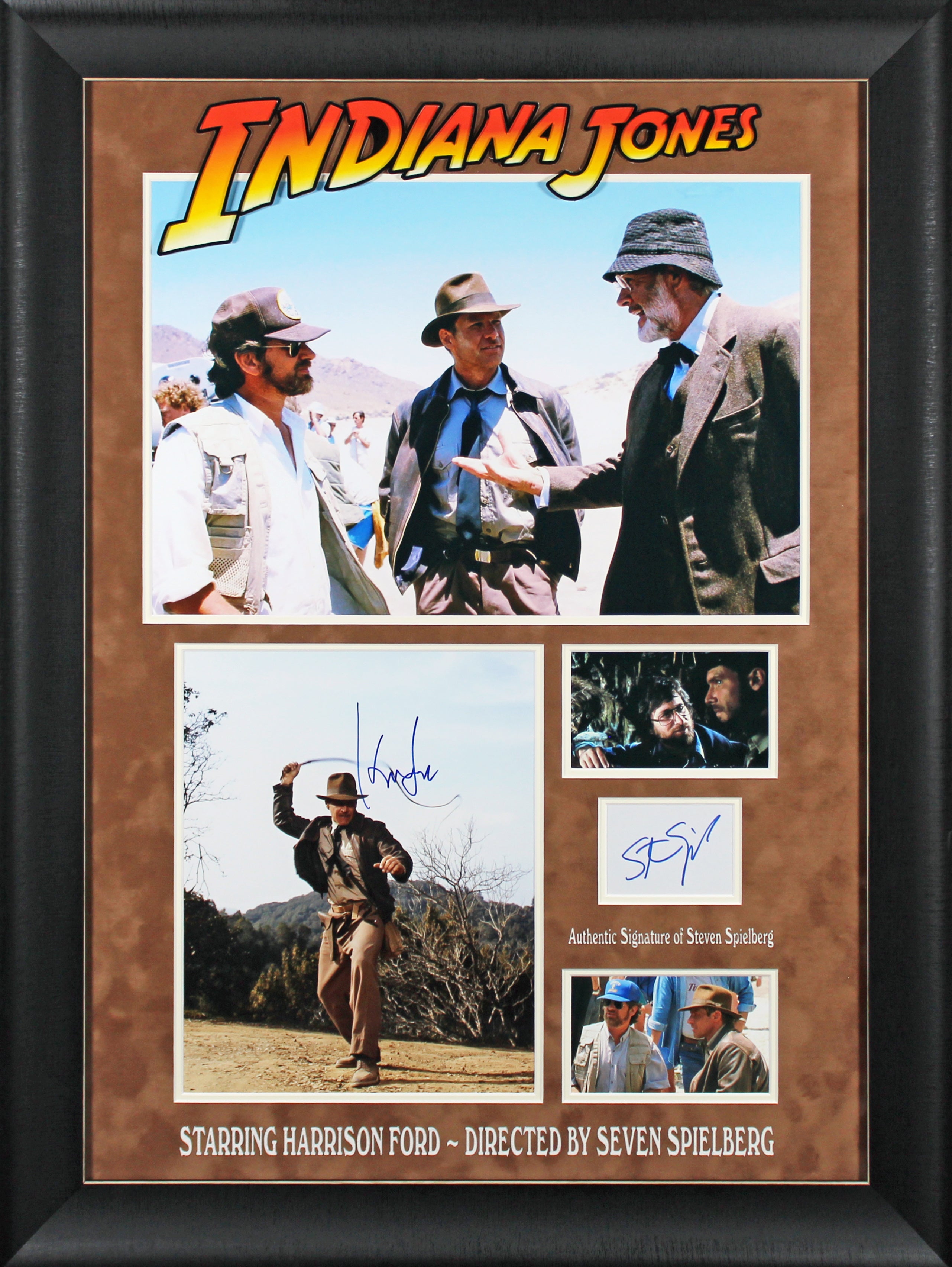 Harrison Ford & Steven Spielberg Indiana Jones Signed Framed Display BAS & JSA