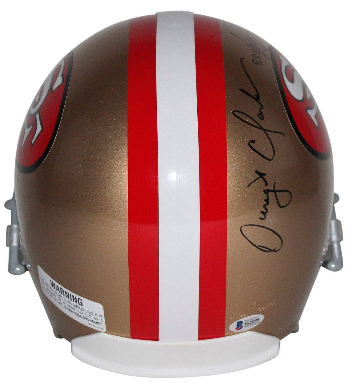 Joe Montana & Dwight Clark Signed F/S Rep Helmet W/ Hand Drawn Play BAS Witness