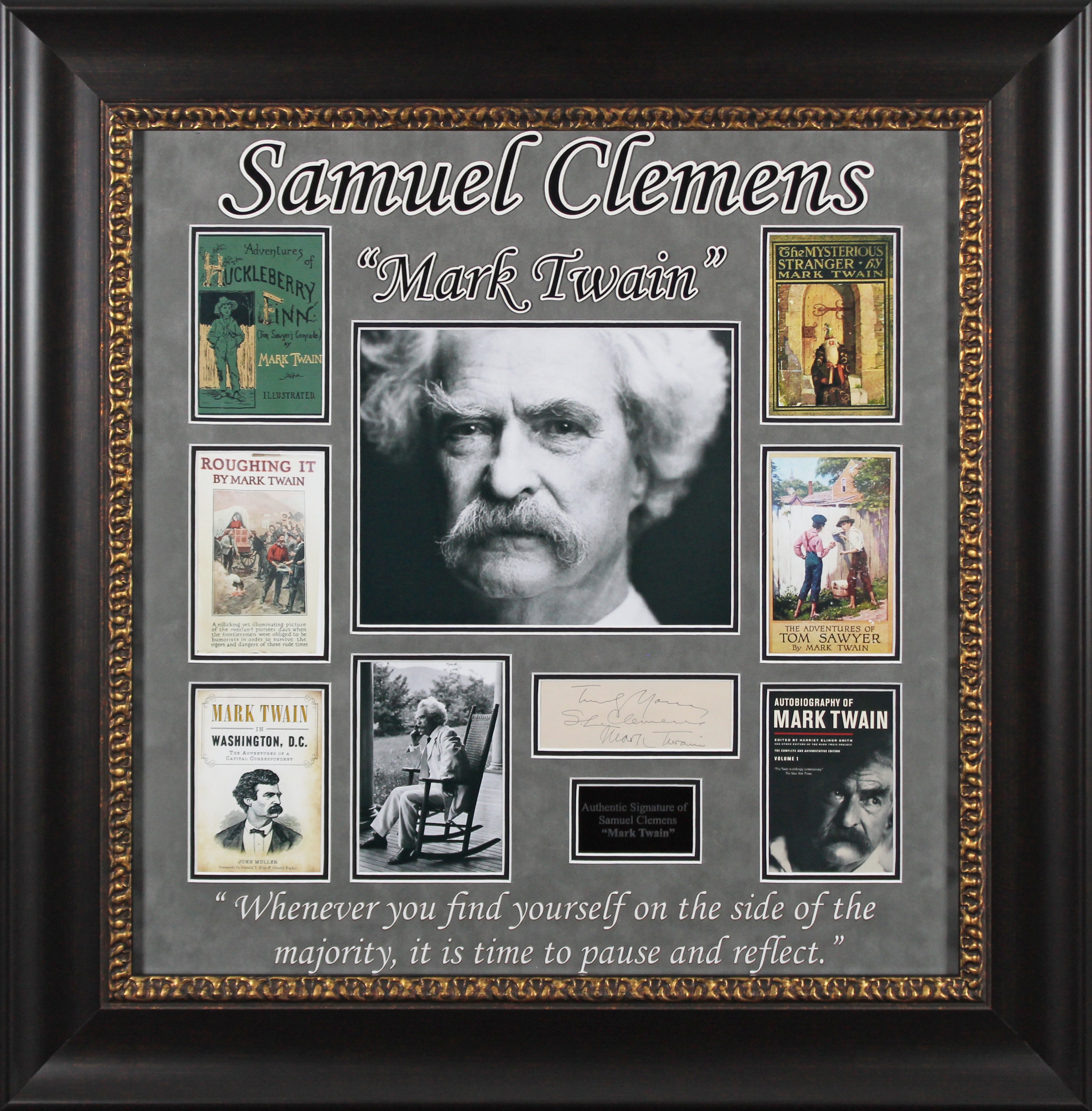 Samuel Clemens "Truly Yours Mark Twain" Signed & Framed 1.75x5 Cut BAS #AD64302