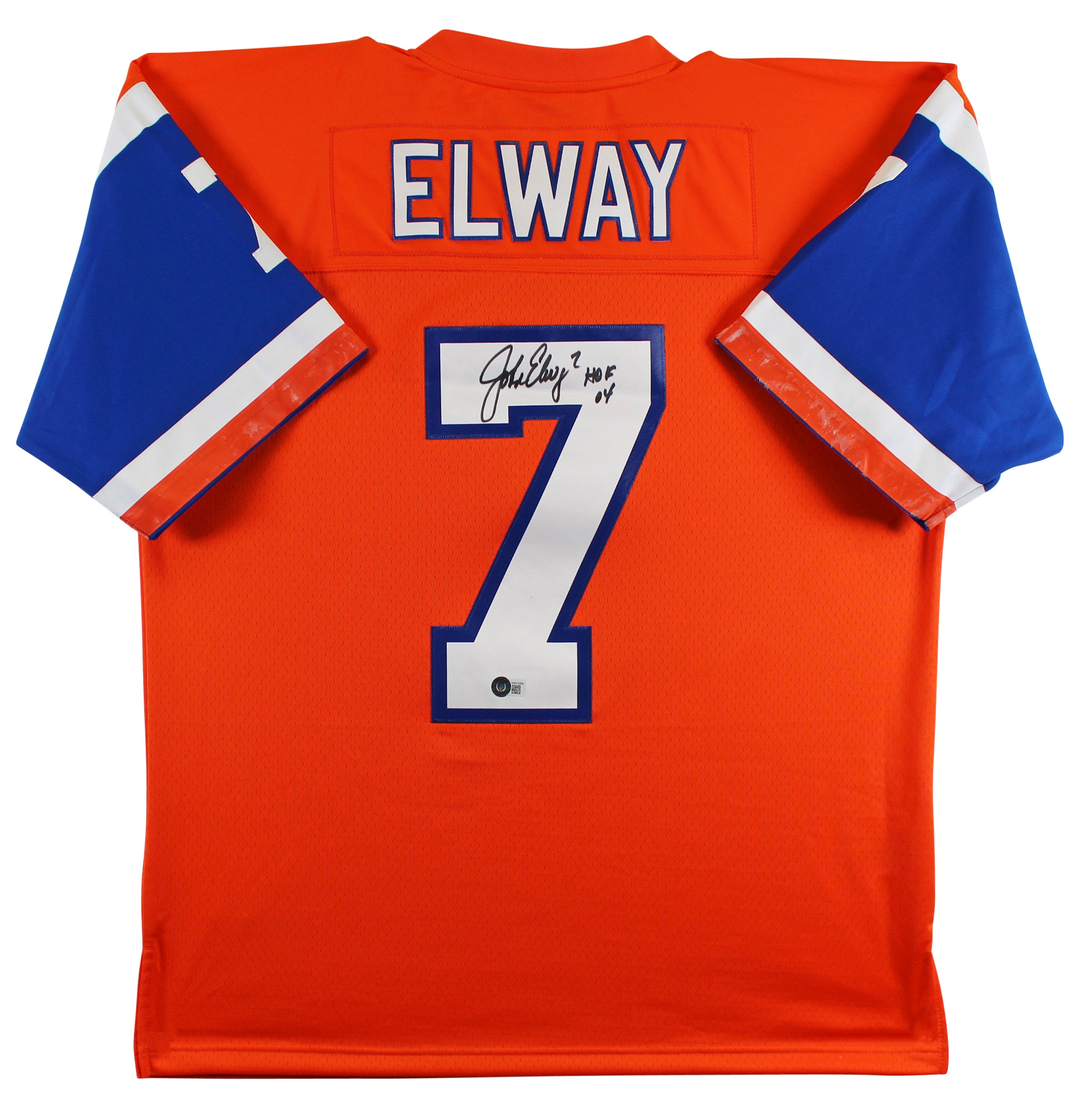 Broncos John Elway "HOF 04" Signed Orange Alternate M&N Jersey BAS Witnessed