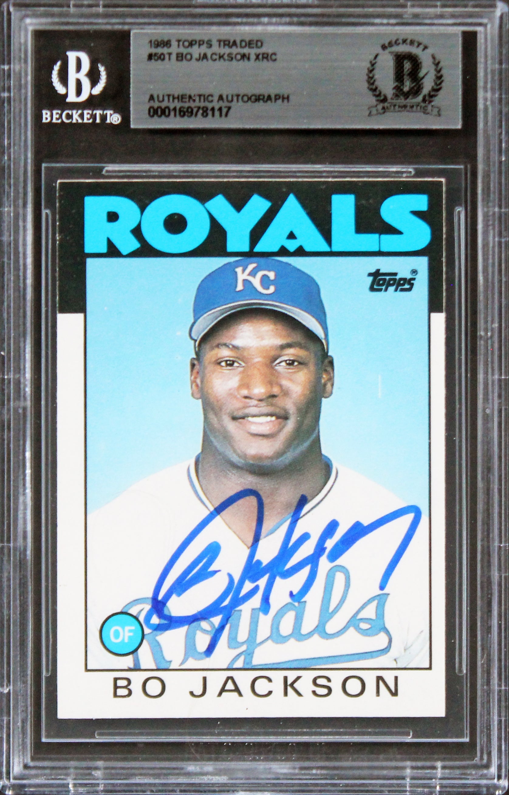 Royals Bo Jackson Authentic Signed 1986 Topps Traded #50T RC Card BAS Slabbed