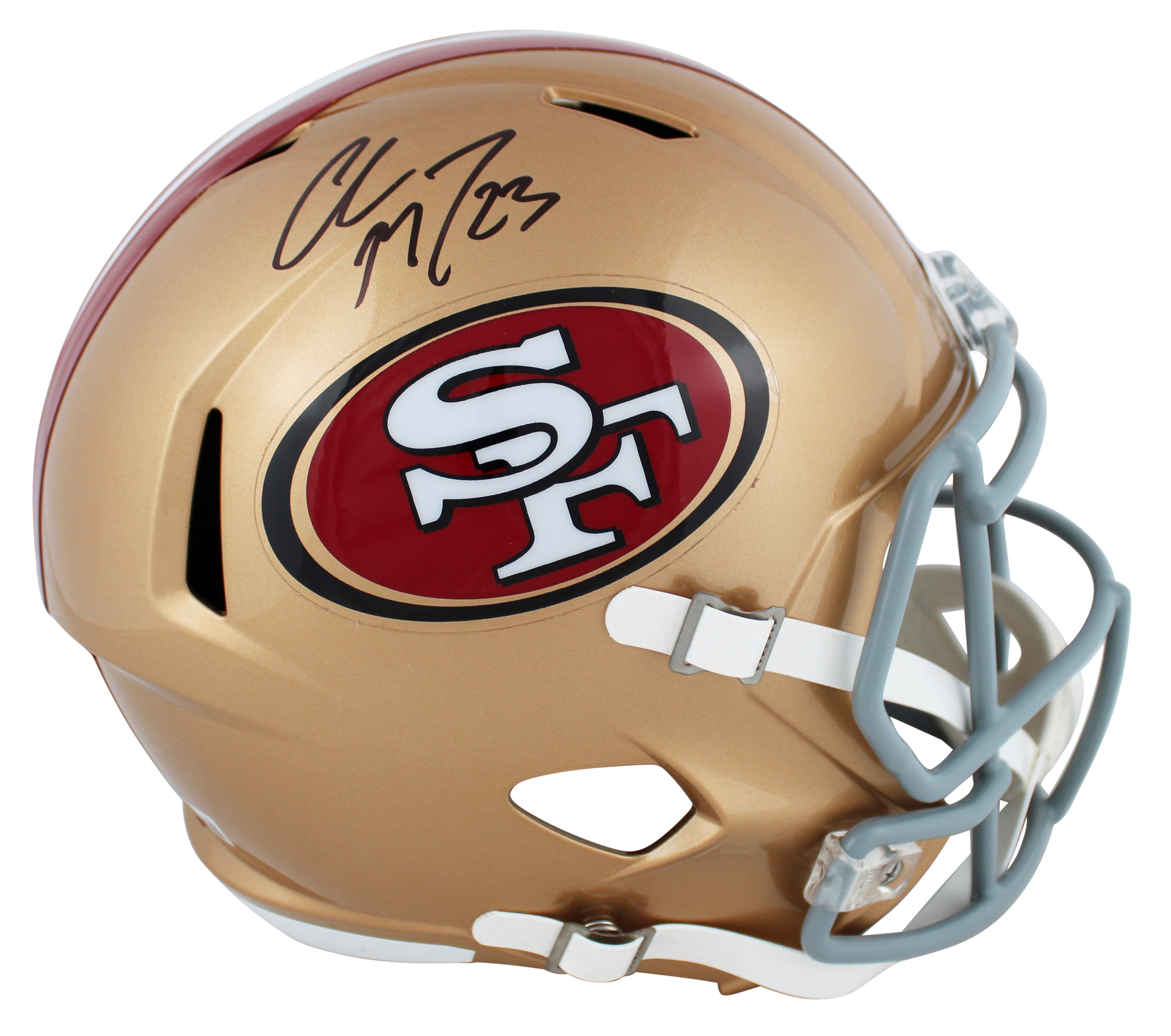 49ers Christian McCaffrey Authentic Signed Full Size Speed Rep Helmet BAS Wit