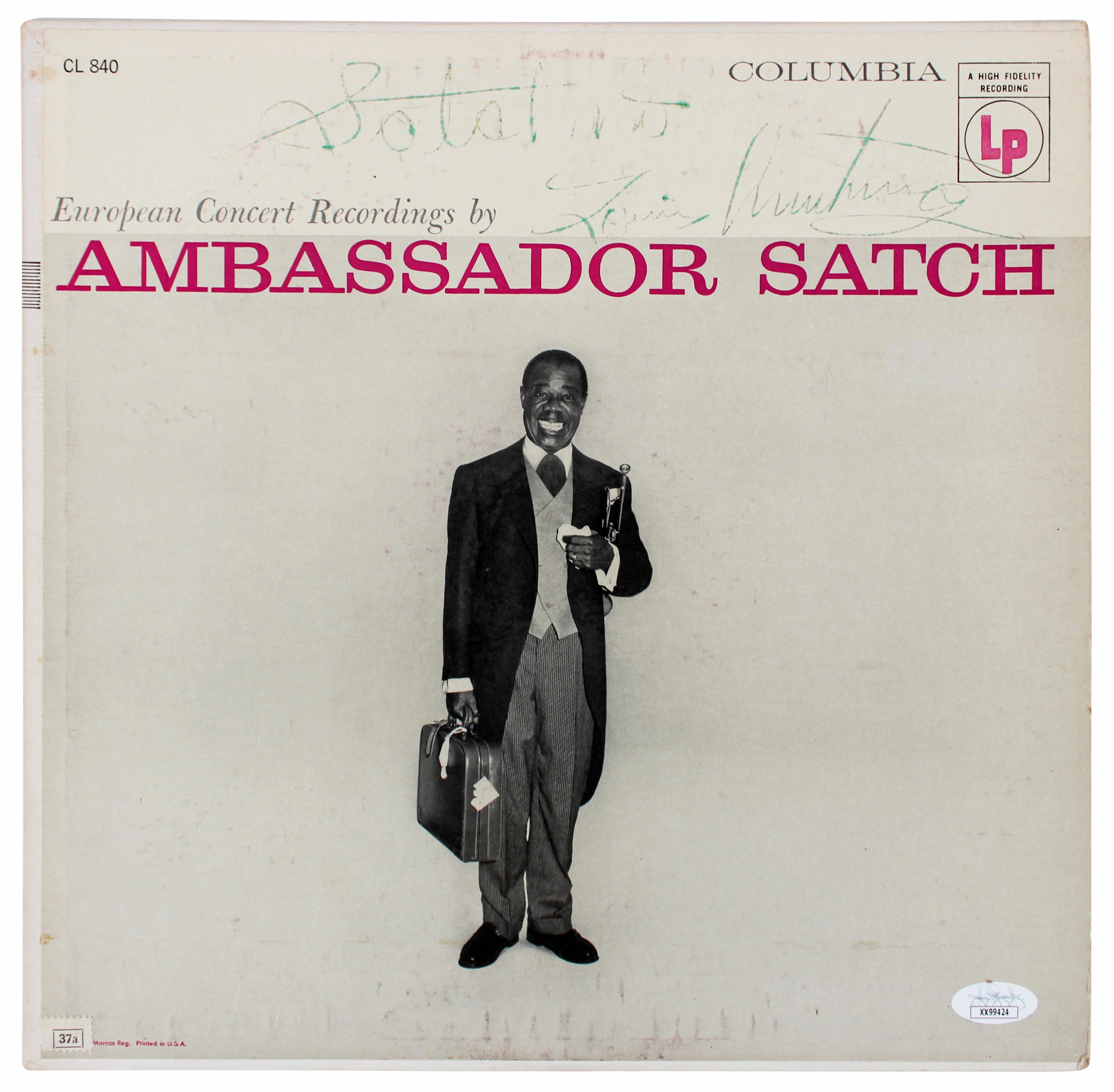 Louis Armstrong "Satchimo" Signed Ambassador Satch Album Cover JSA #XX99242