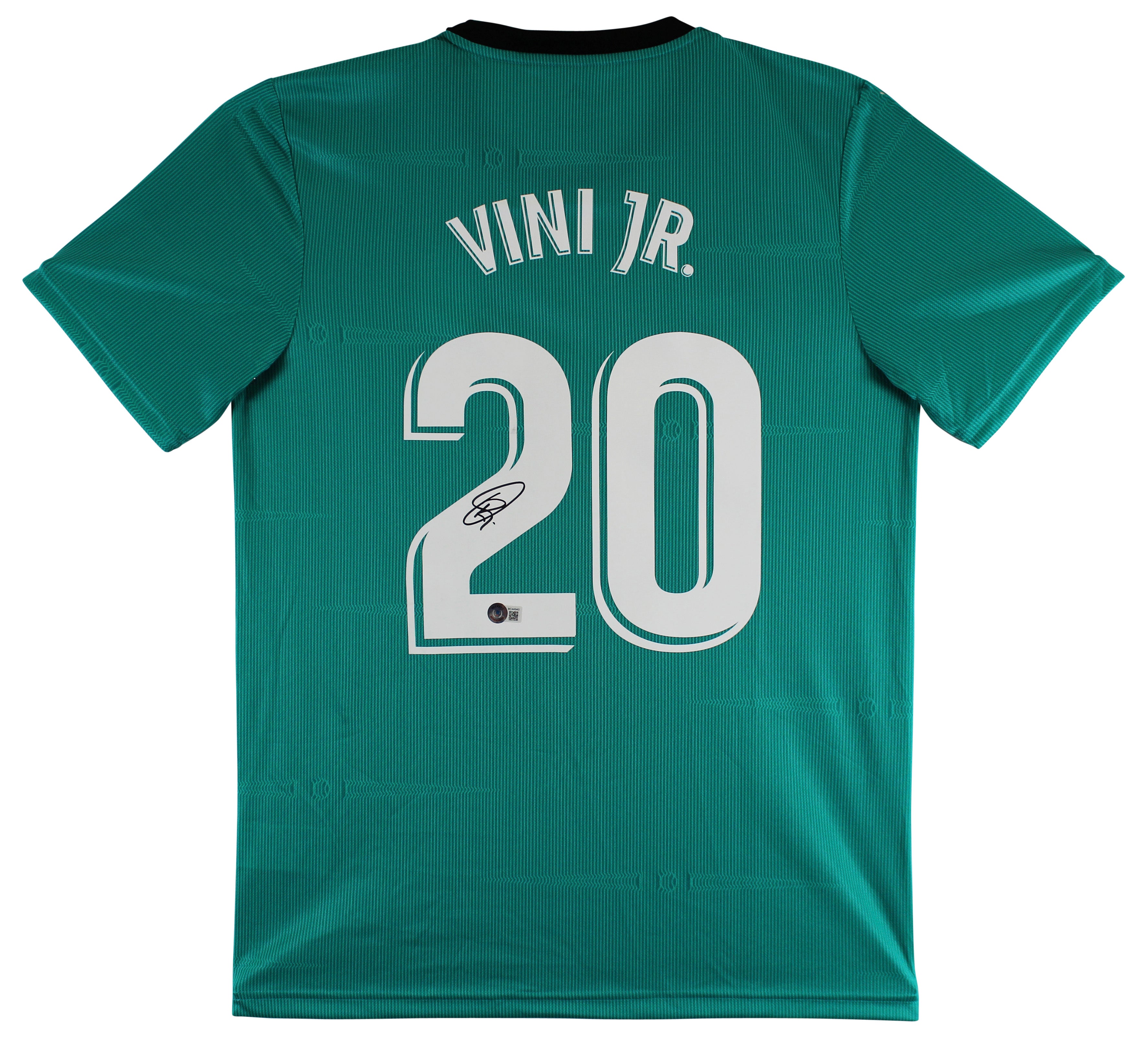 Real Madrid Vincius Viní Jr. Authentic Signed Teal Adidas Jersey Autographed BAS