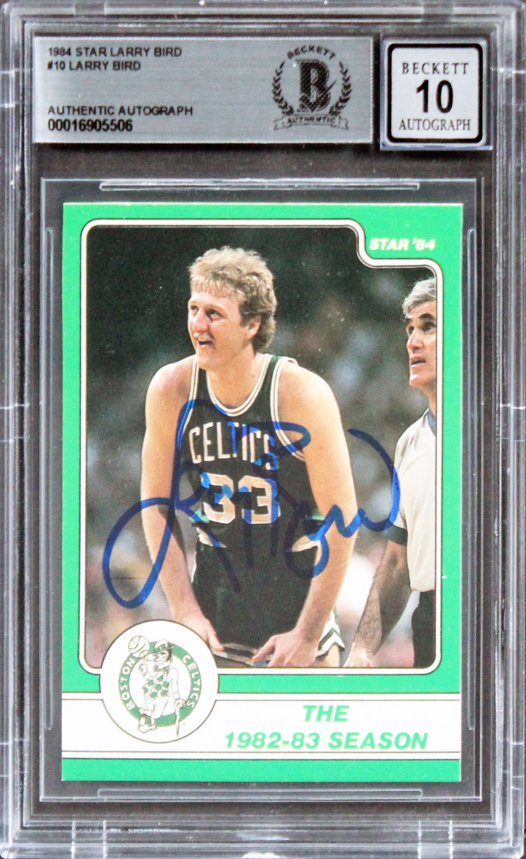 Celtics Larry Bird Signed 1984 Star Larry Bird #10 Card Auto 10! BAS Slabbed