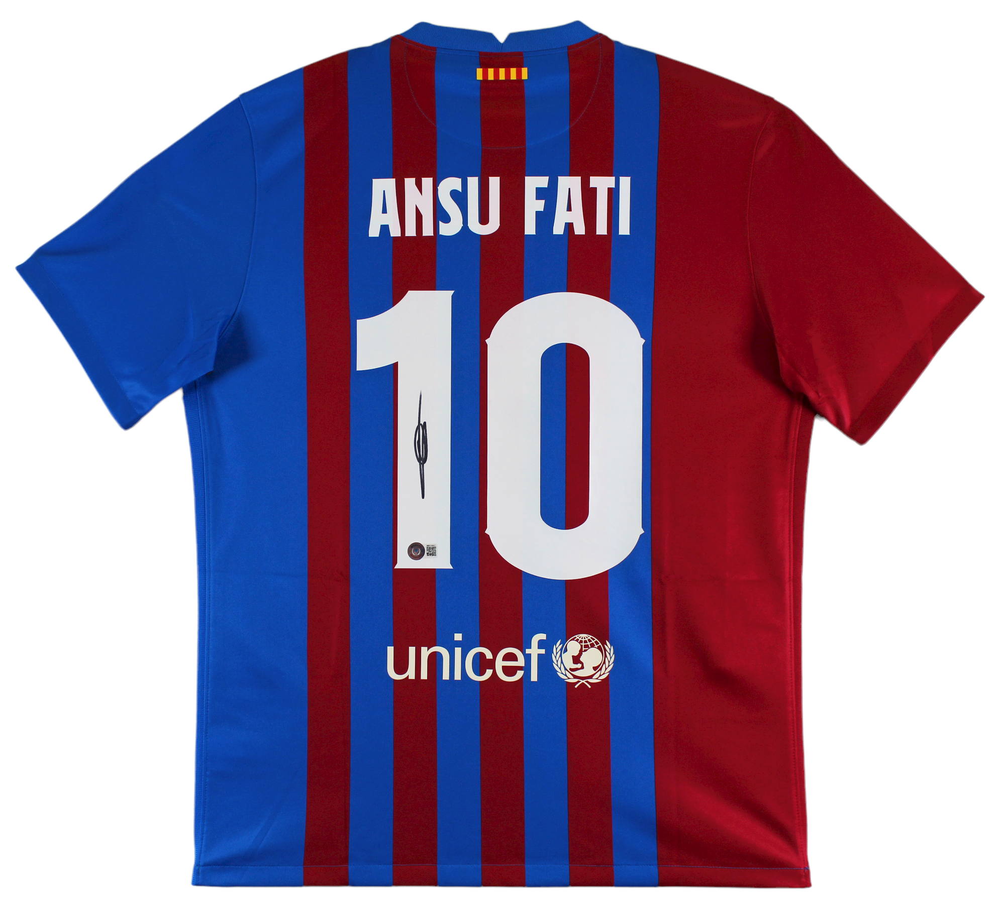 Barcelona Ansu Fati Authentic Signed Red & Blue Nike Jersey Autographed BAS