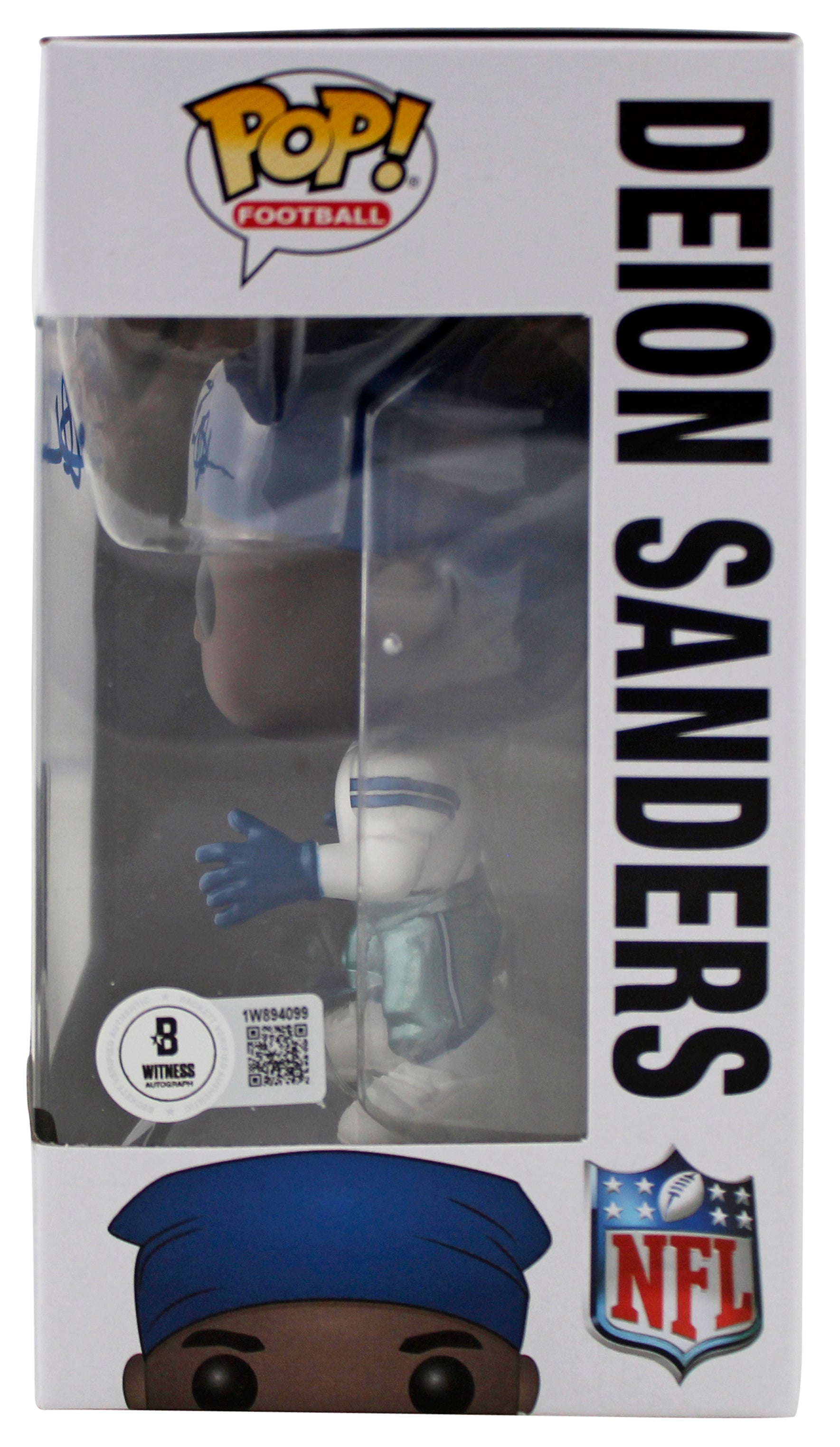 Cowboys Deion Sanders Signed Funko Pop Vinyl Figure w/ Blue Sig BAS Witnessed