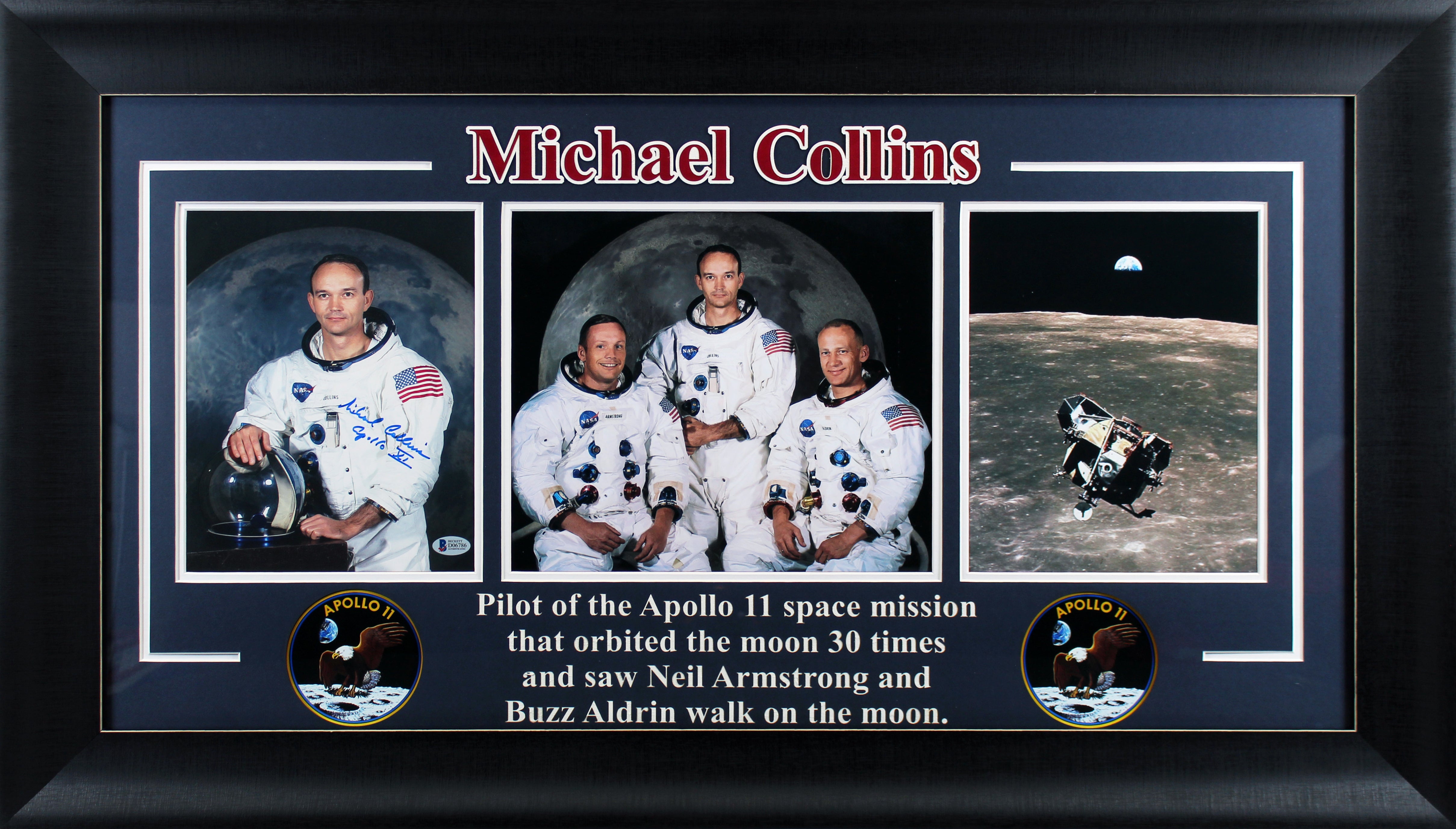 Michael Collins Apollo 11 Authentic Signed 8x10 Framed Photo BAS #D06786