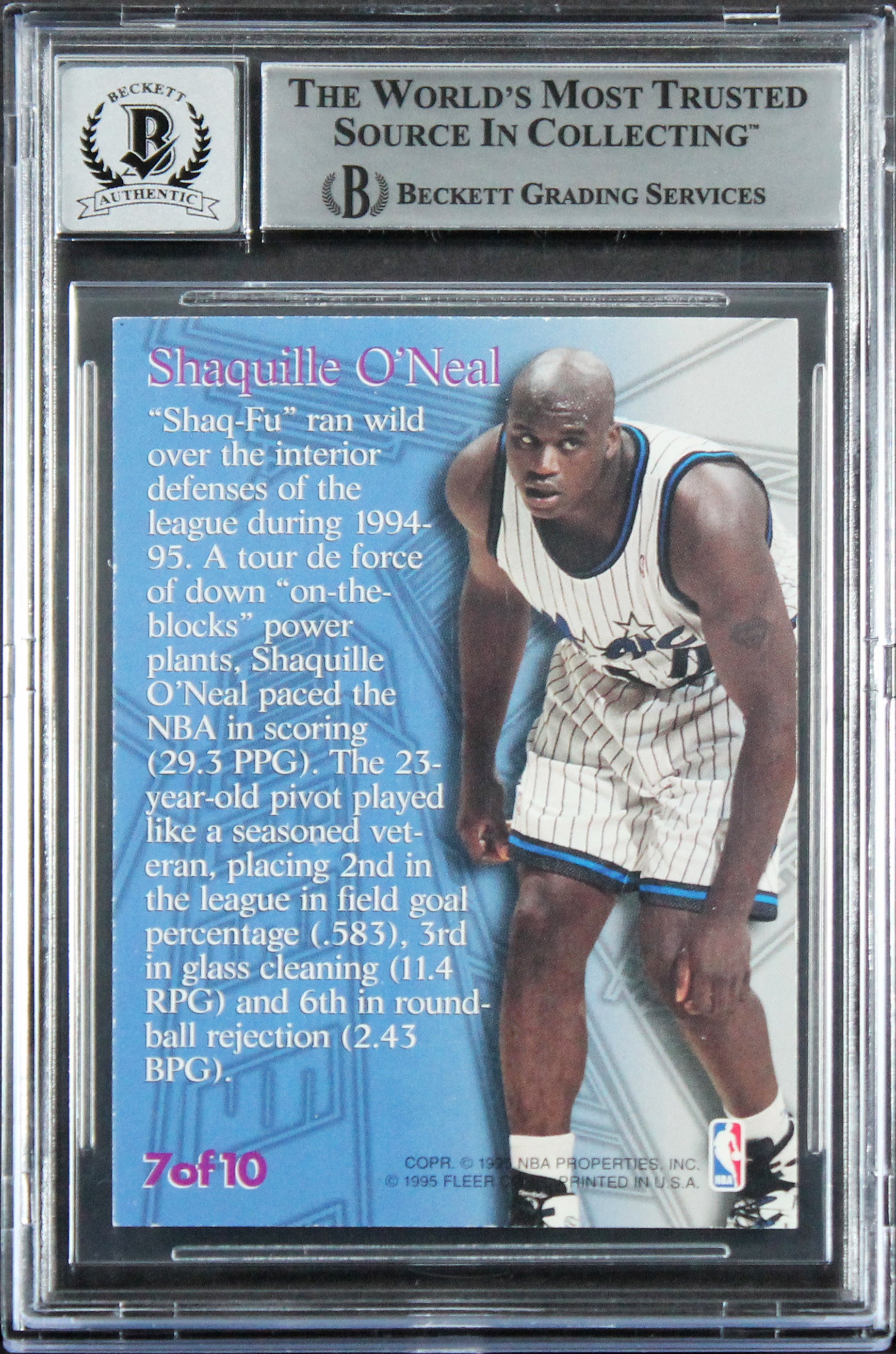 Magic Shaquille O'Neal Signed 1995 Metal Steel Towers #7 Card Auto 10 BAS Slab 2